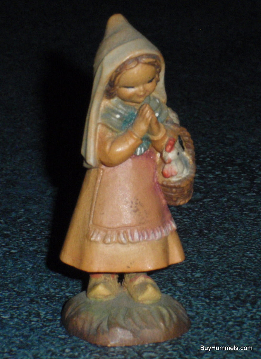 "Girl with Rooster" ANRI Juan Ferrandiz Wood Carving Figurine 3" Tall - GIFT!