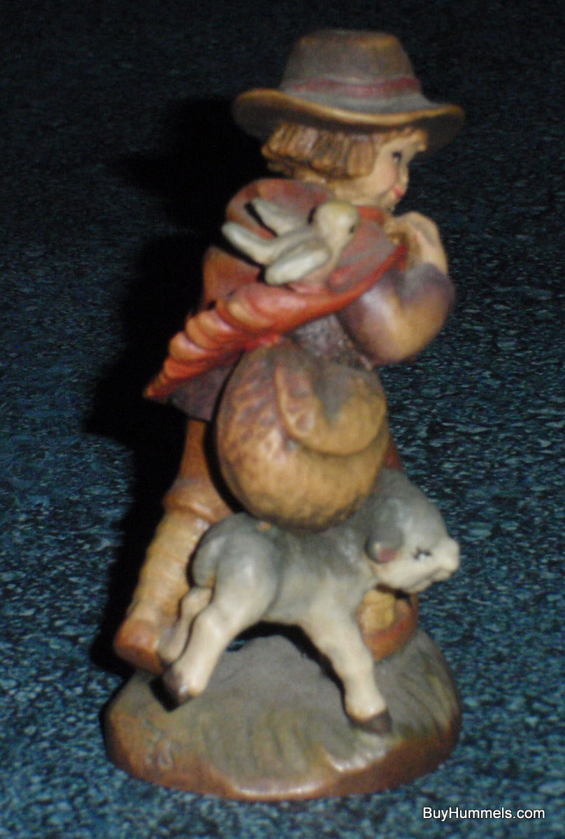 "SPREADING THE WORD" ANRI Juan FERRANDIZ 3" Wood Carved Figure Boy Lamb & Bird!