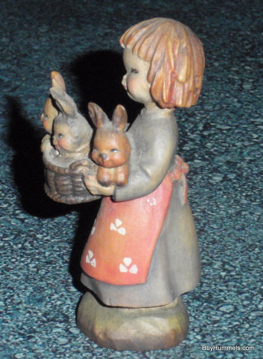 "Basket of Joy" ANRI Juan Ferrandiz Girl With Bunny Rabbits 3" Tall Collectible!
