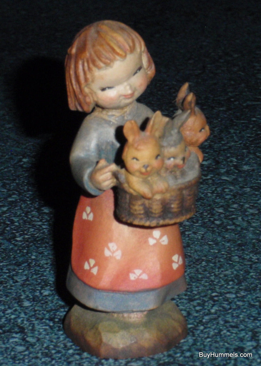 "Basket of Joy" ANRI Juan Ferrandiz Girl With Bunny Rabbits 3" Tall Collectible!