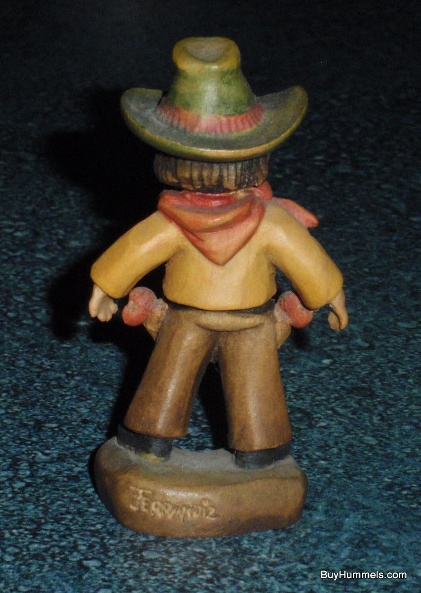 ANRI FERRANDIZ 3" COWBOY WOOD CARVED FIGURINE MADE IN ITALY - FATHER'S DAY GIFT!