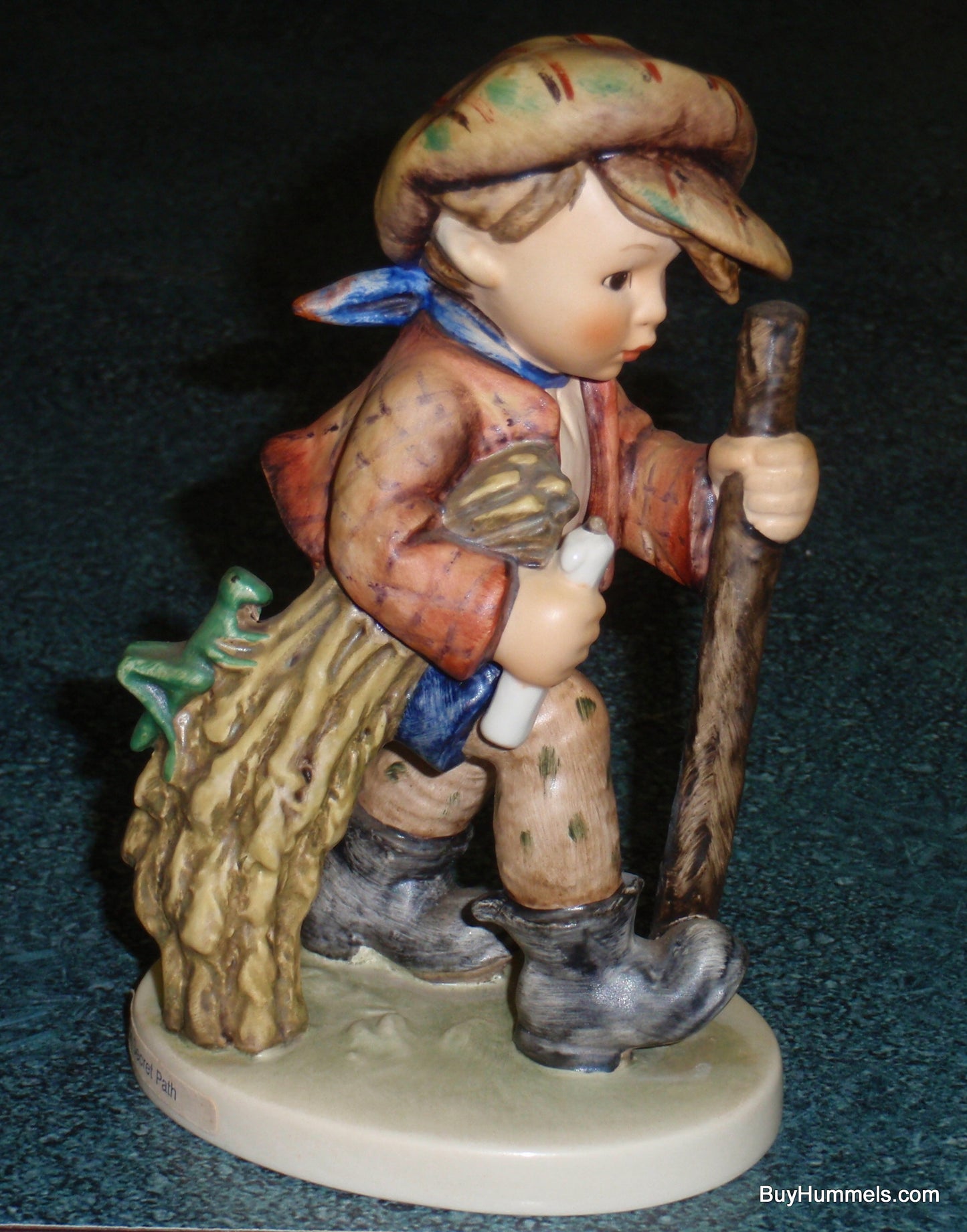 Goebel Hummel Figurine #386 "On Secret Path" - Boy On Hike With Grasshopper!