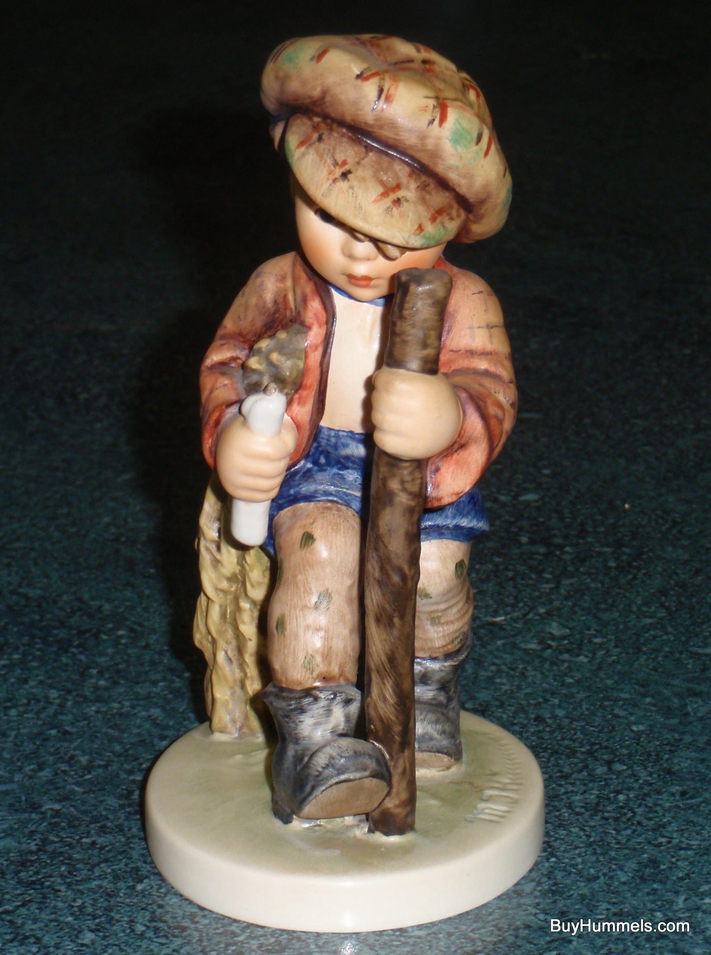 Goebel Hummel Figurine #386 "On Secret Path" - Boy On Hike With Grasshopper!