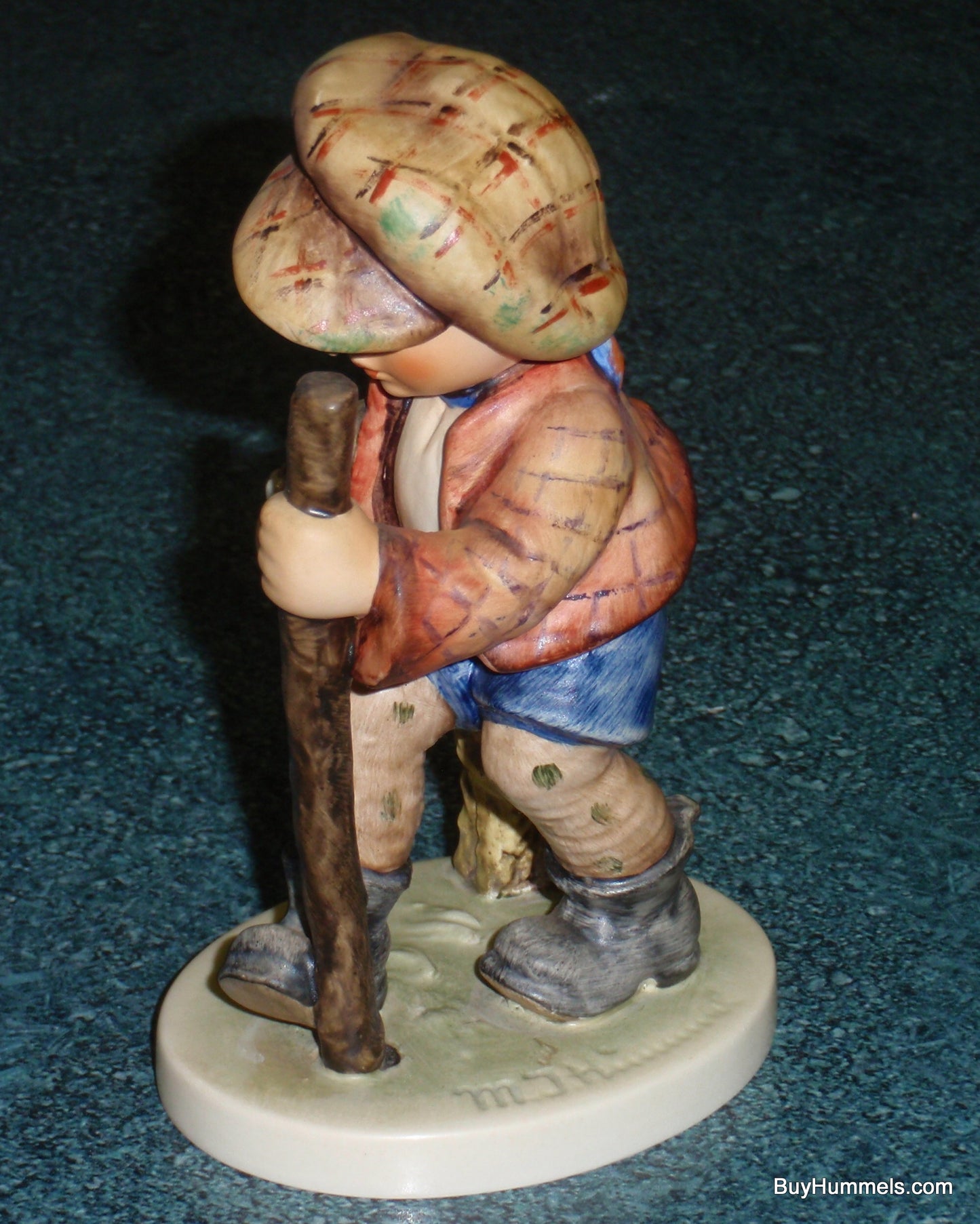 Goebel Hummel Figurine #386 "On Secret Path" - Boy On Hike With Grasshopper!