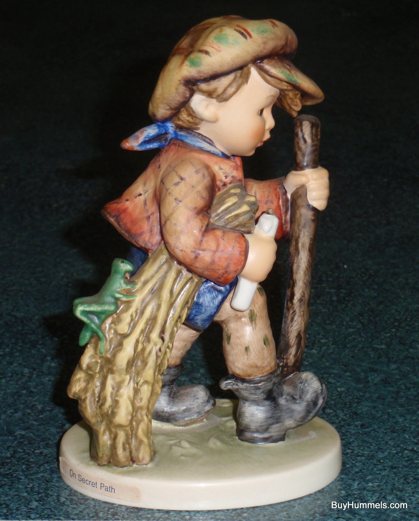 Goebel Hummel Figurine #386 "On Secret Path" - Boy On Hike With Grasshopper!