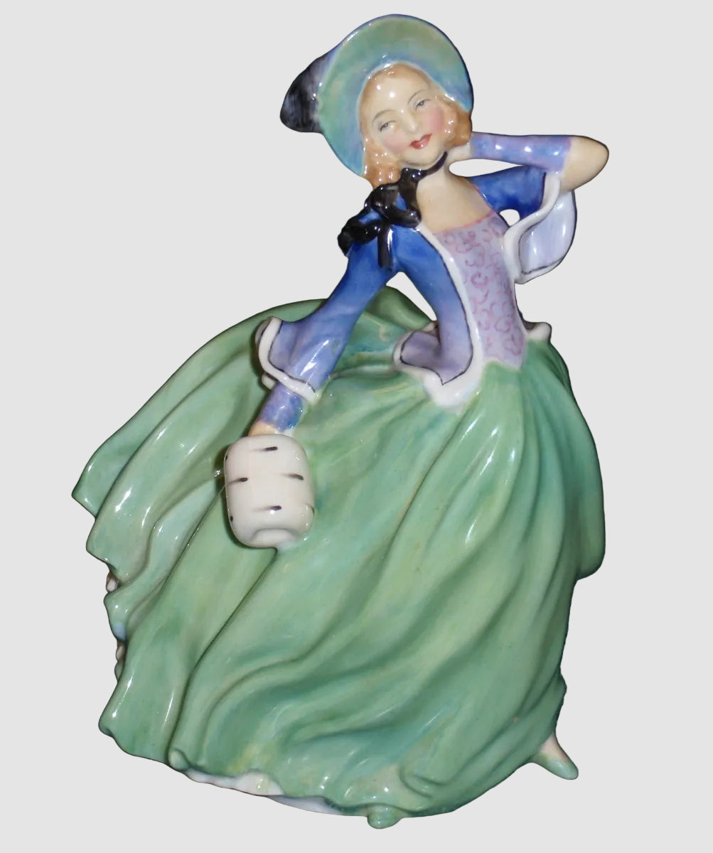 Royal Doulton Autumn Breezes Figurine HN 1913 Pretty Ladies Green Dress Wind