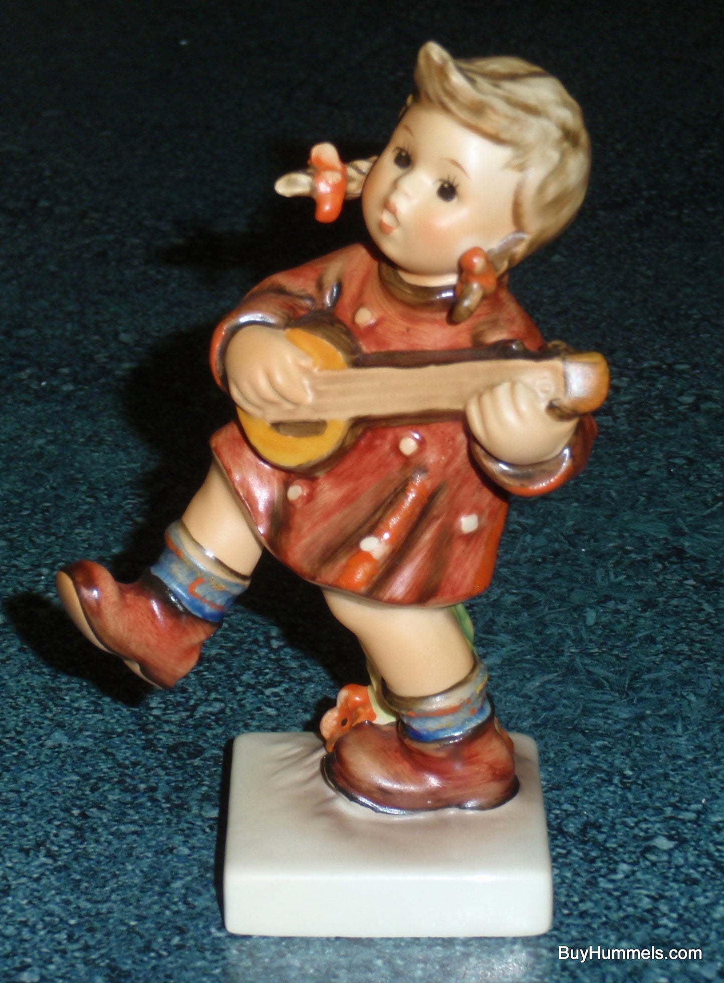 Goebel Hummel Figurine "Happiness" #86 - Little Girl In Red Dress Playing Banjo - CUTE GIFT!