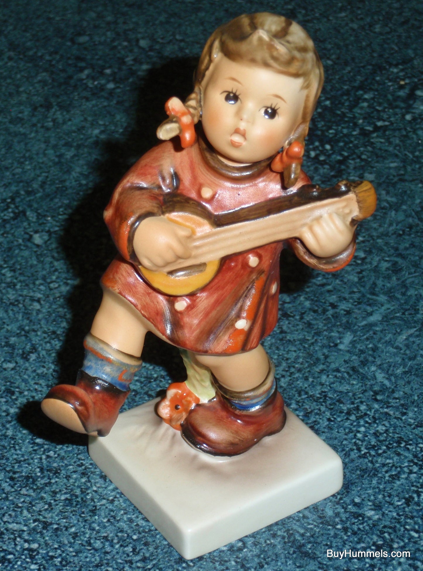 Goebel Hummel Figurine "Happiness" #86 - Little Girl In Red Dress Playing Banjo - CUTE GIFT!