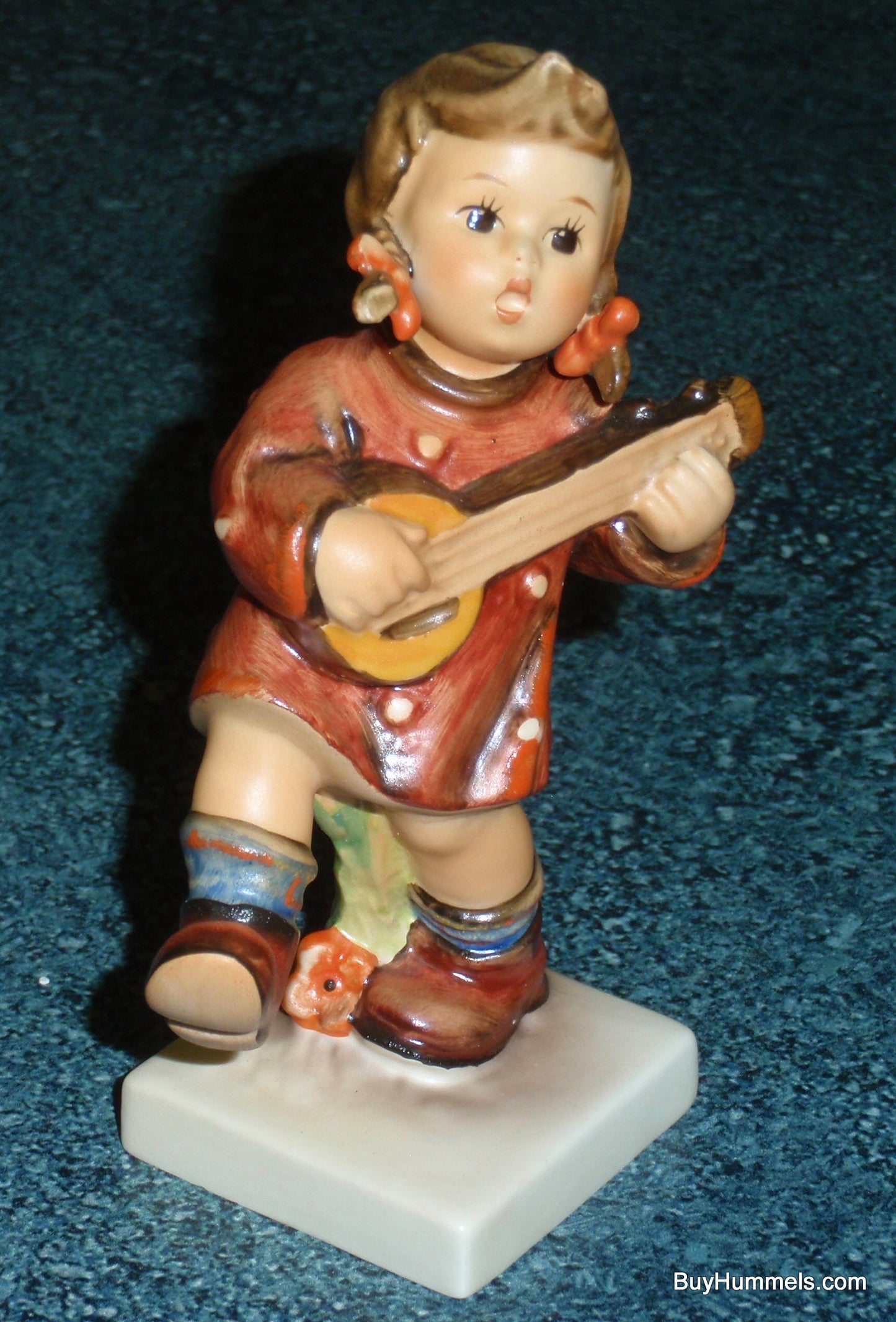 Goebel Hummel Figurine "Happiness" #86 - Little Girl In Red Dress Playing Banjo - CUTE GIFT!