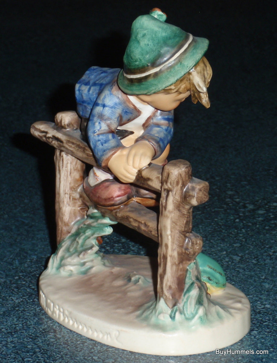 "Retreat To Safety" Goebel Hummel Figurine #201/I - Boy On Fence With Frog!