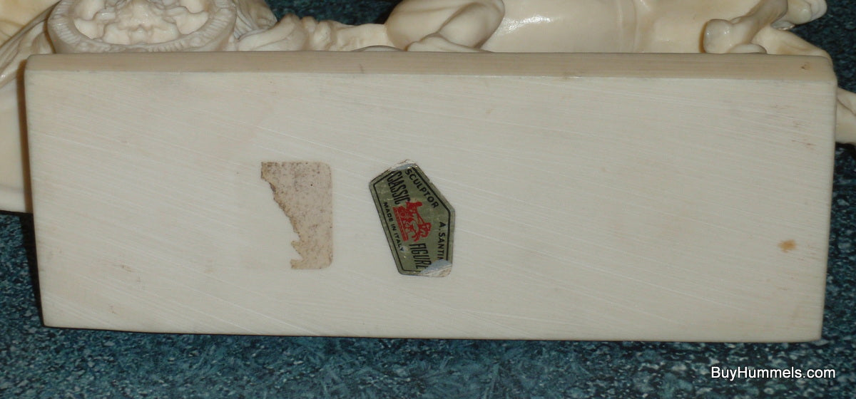 A. Santini Alabaster Sculpture - Gladiator Chariot & Horses (Made in Italy)