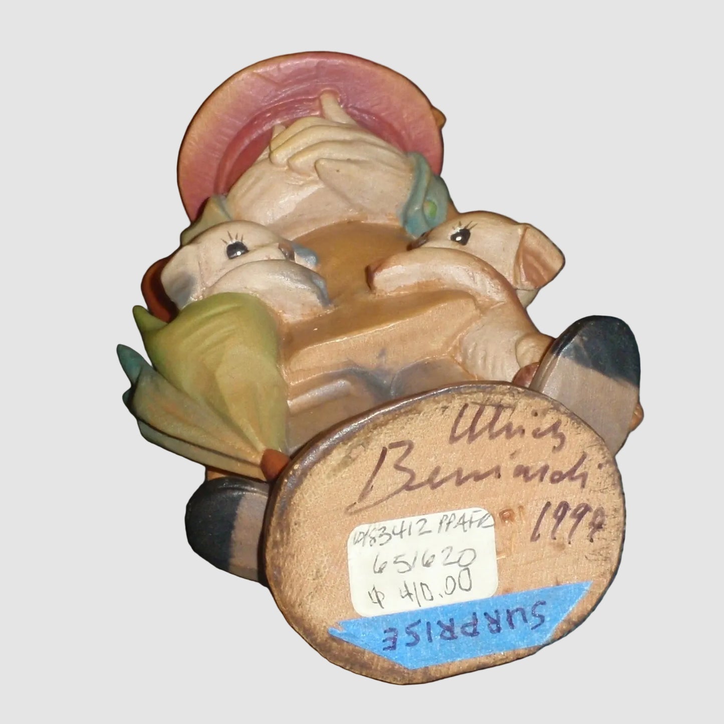 "Surprise" ANRI Woodcarving Clown Figurine #651620 - Signed Ulrich Bernardi (6")