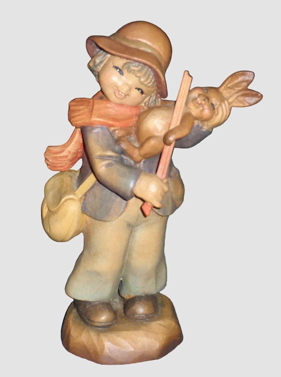 "Merry Melody" Ferrandiz ANRI 6" Woodcarving - Boy Playing Bunny Rabbit!