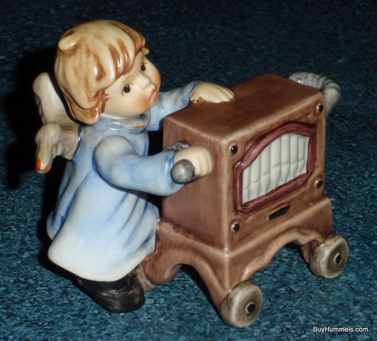 "Sounds Of Joy" Goebel Hummel Angel Figurine #2135/F - Angel In Blue Dress Making Music!