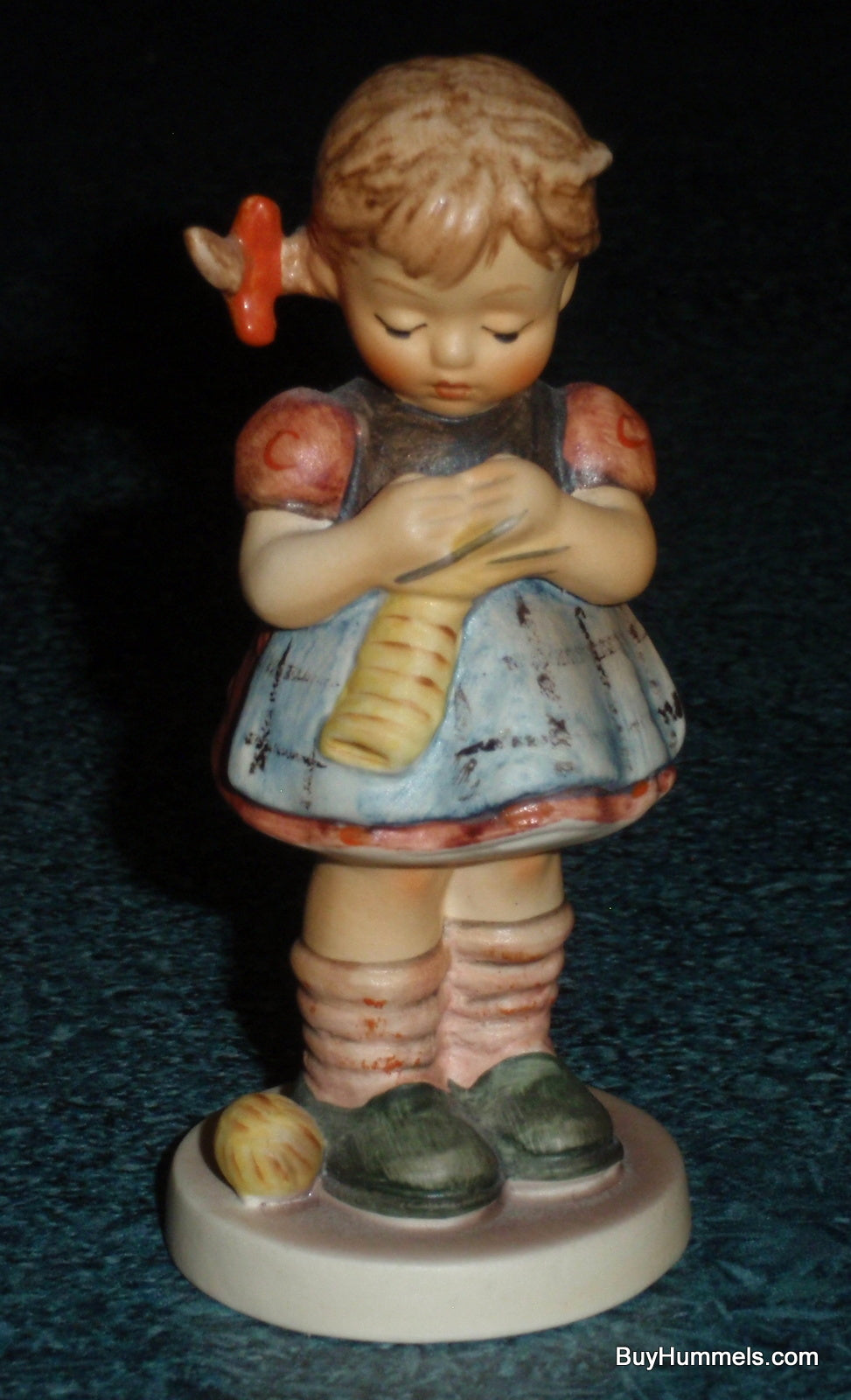 "A Stitch In Time" Goebel Hummel Knitting Figurine #255/4/0 TMK7 - Little Girl Knitting - CUTE GIFT!