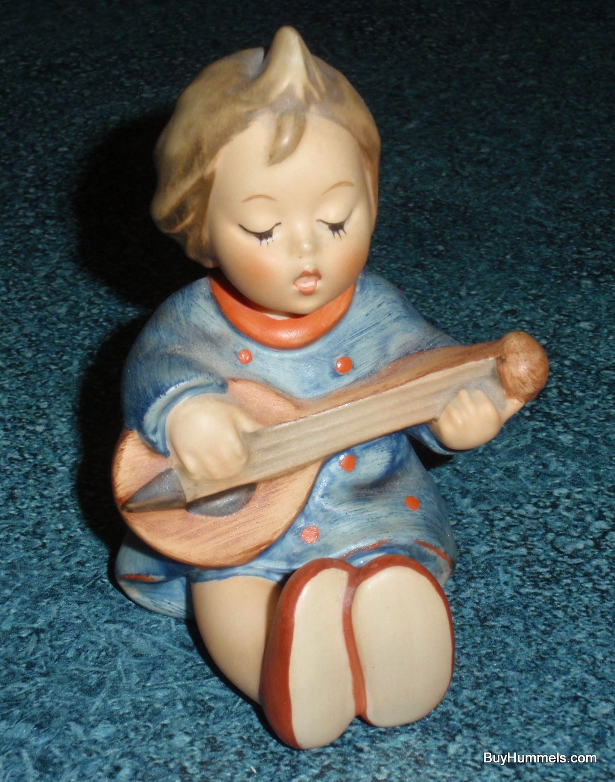"Joyful" Goebel Hummel Figurine #53 - Little Girl In Blue Dress Playing Guitar - COLLECTIBLE GIFT!