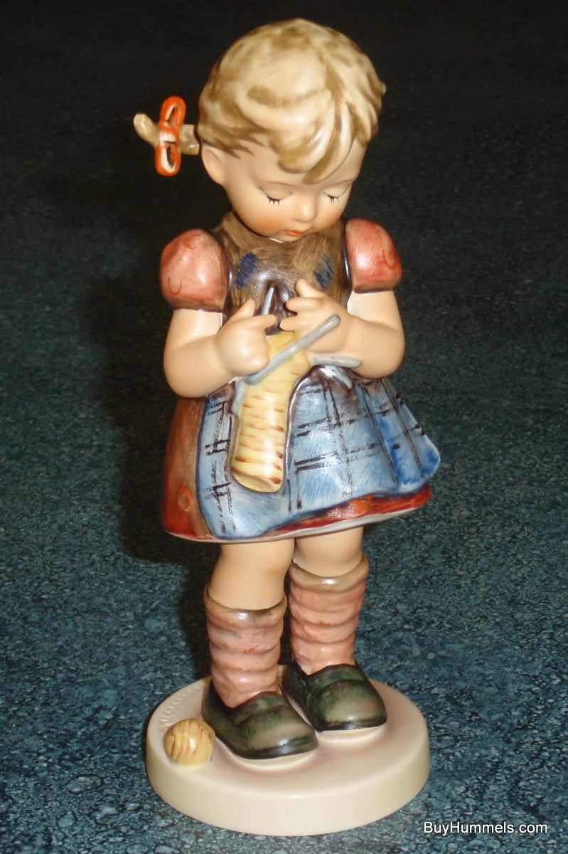 "A Stitch In Time" Goebel Hummel Knitting Figurine #255 - Little Girl Knitting!