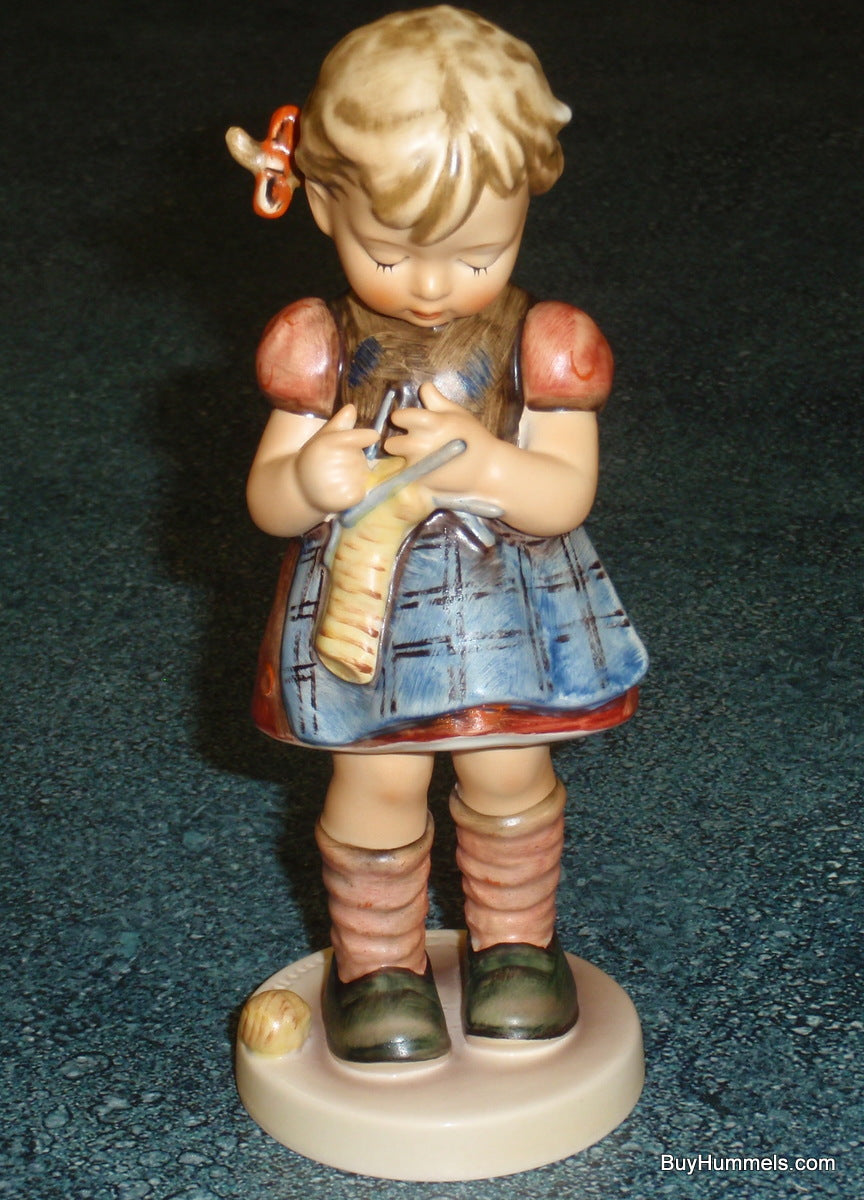 "A Stitch In Time" Goebel Hummel Knitting Figurine #255 - Little Girl Knitting!
