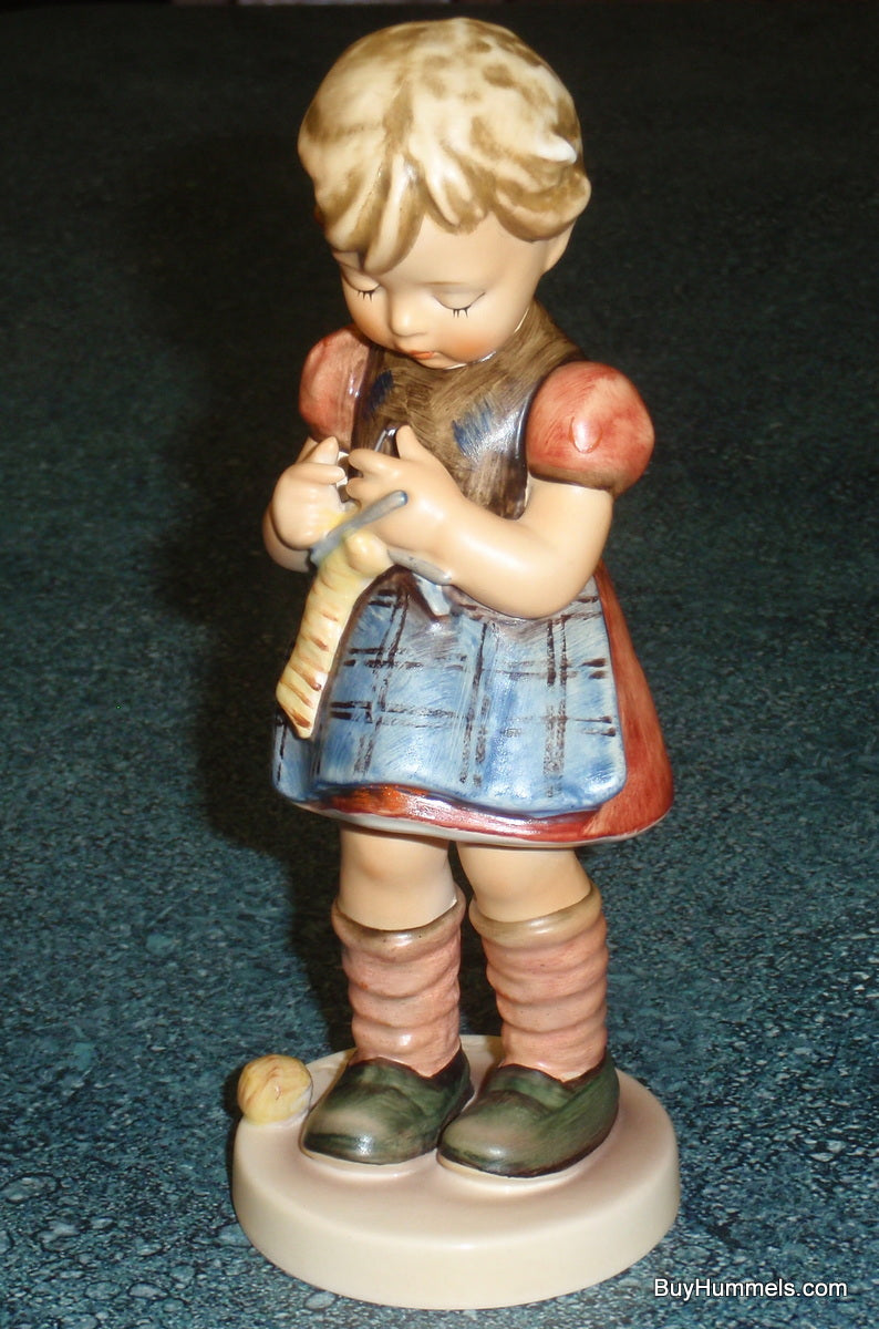 "A Stitch In Time" Goebel Hummel Knitting Figurine #255 - Little Girl Knitting!