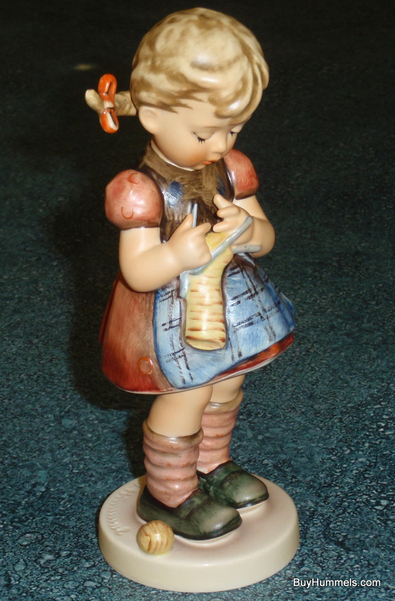 "A Stitch In Time" Goebel Hummel Knitting Figurine #255 - Little Girl Knitting!