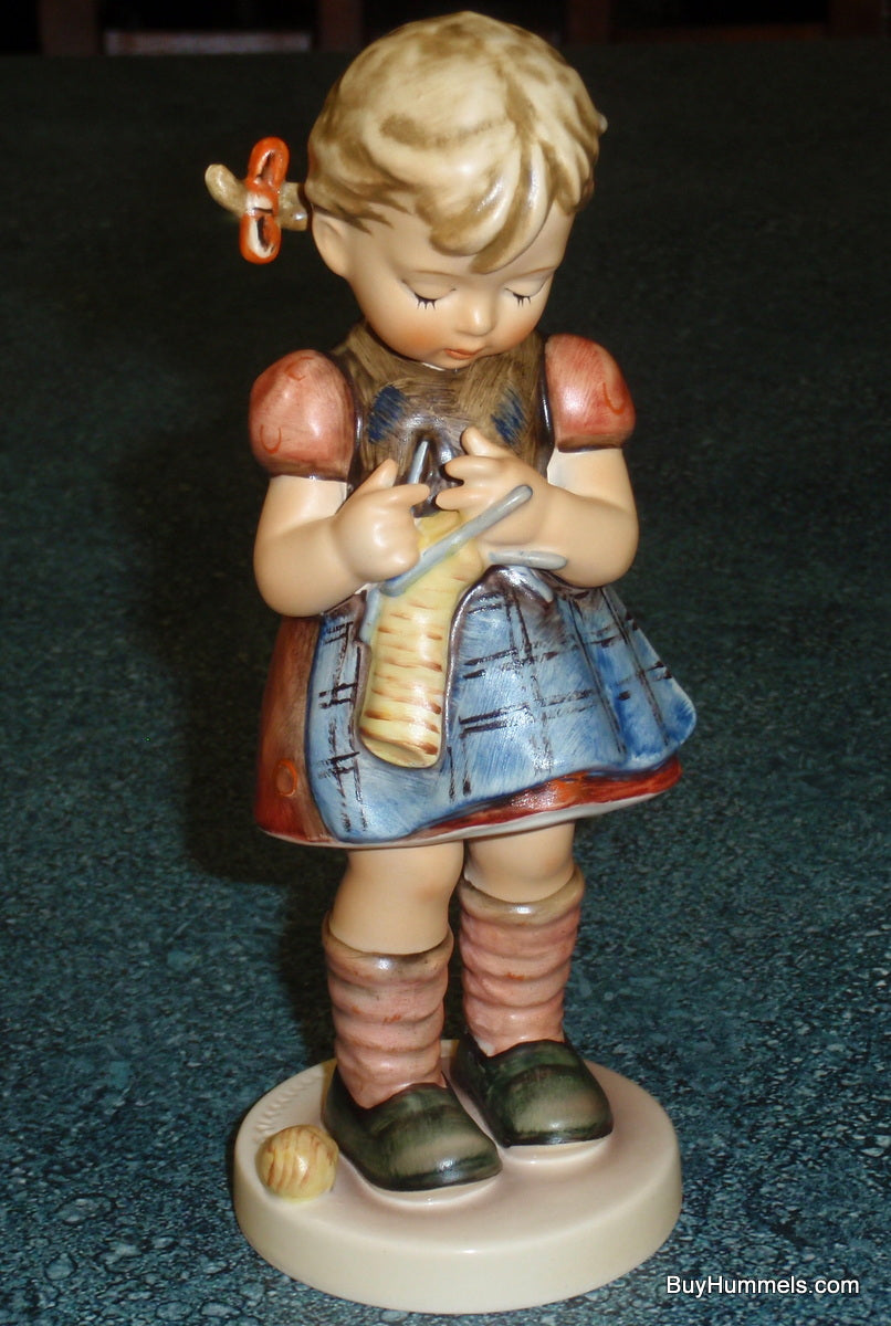 "A Stitch In Time" Goebel Hummel Knitting Figurine #255 - Little Girl Knitting!