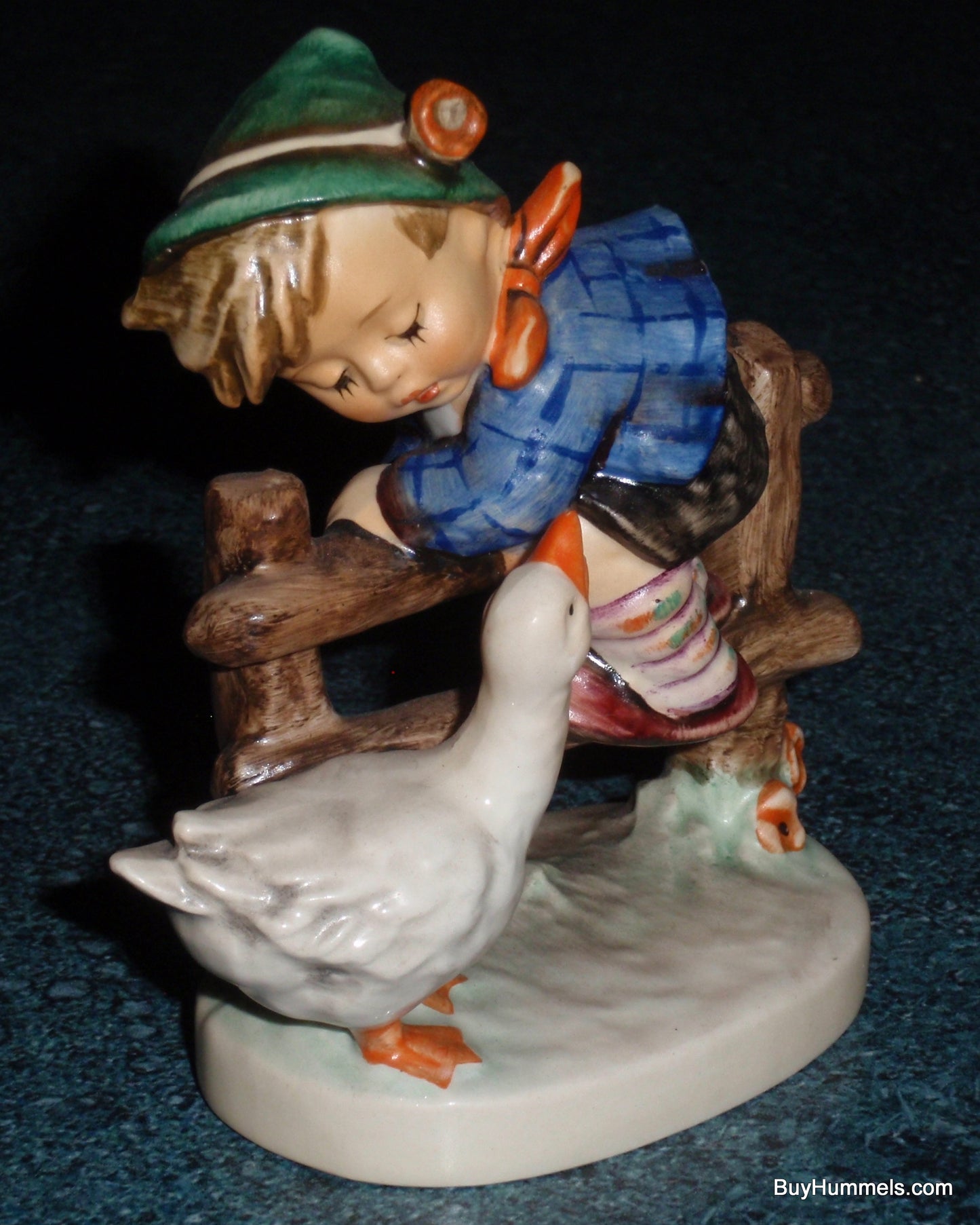 "Barnyard Hero" Goebel Hummel Figurine #195 2/0 - Boy On Fence With Duck!