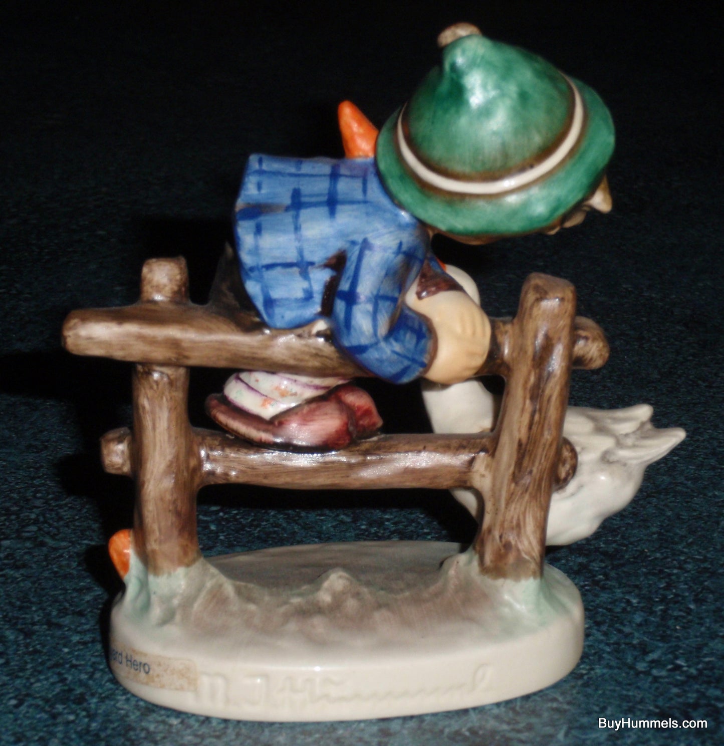 "Barnyard Hero" Goebel Hummel Figurine #195 2/0 - Boy On Fence With Duck!