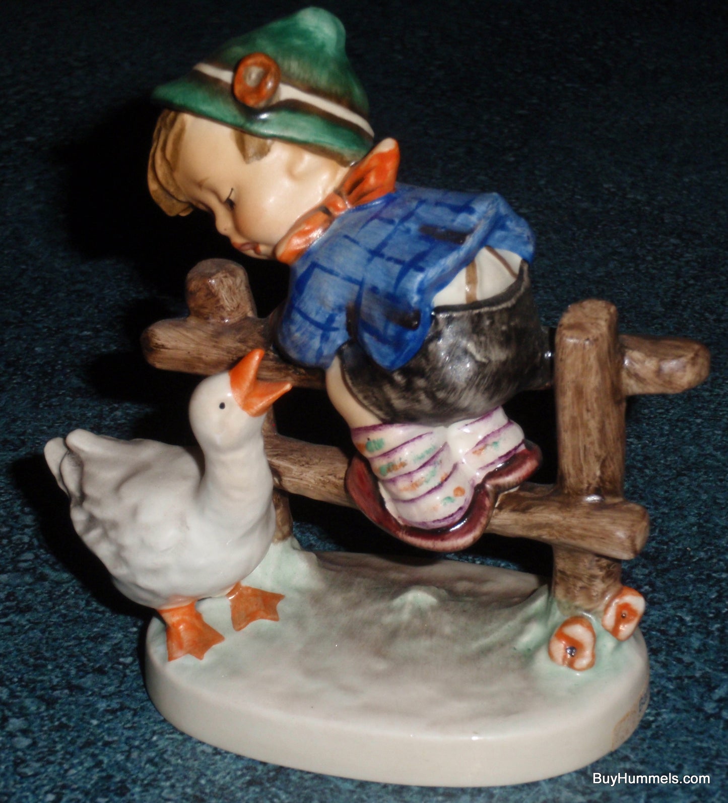 "Barnyard Hero" Goebel Hummel Figurine #195 2/0 - Boy On Fence With Duck!