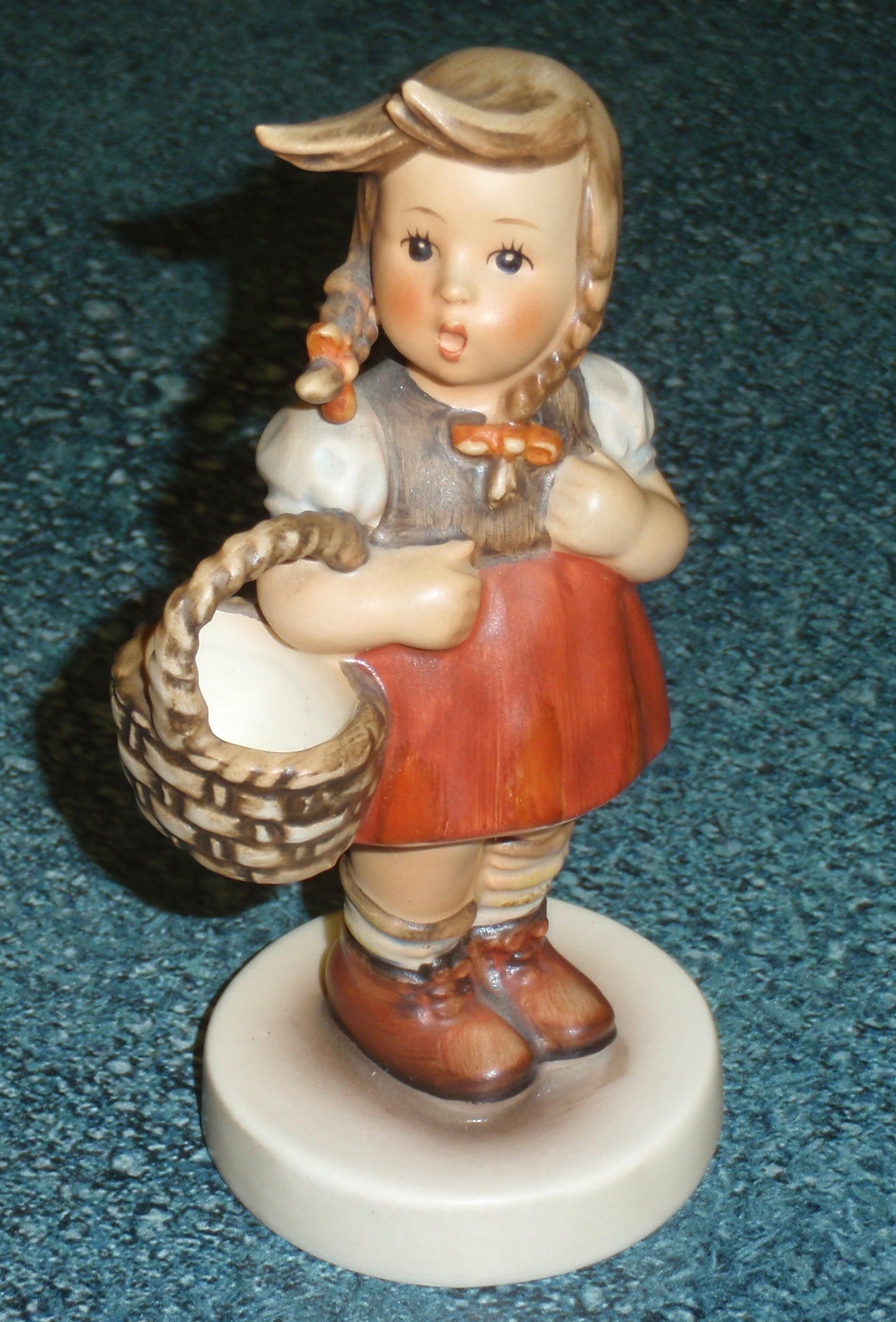 Goebel Hummel Figurine "LITTLE SHOPPER" #96 - Little Girl In Red Dress With Shopping Basket!