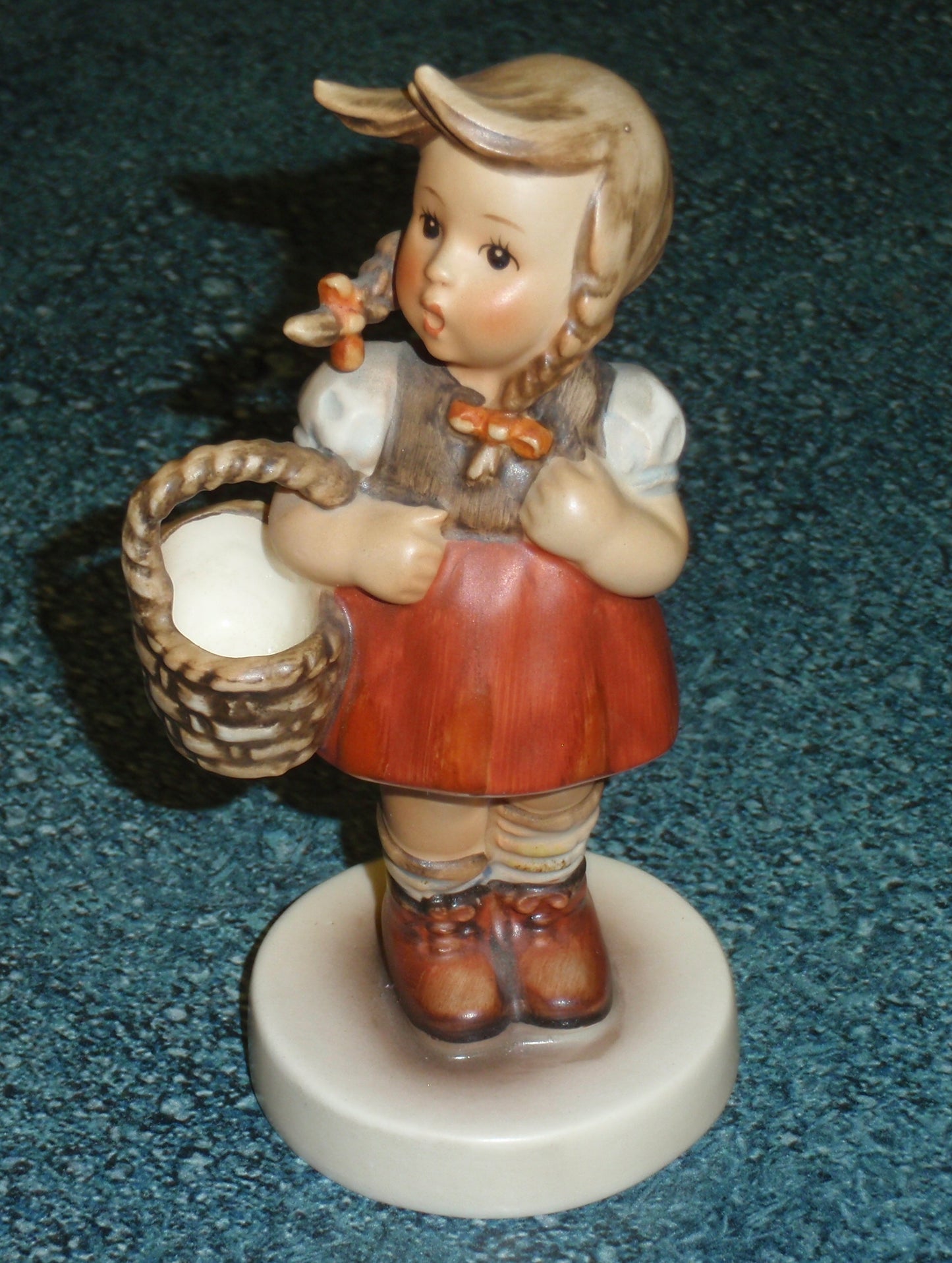 Goebel Hummel Figurine "LITTLE SHOPPER" #96 - Little Girl In Red Dress With Shopping Basket!