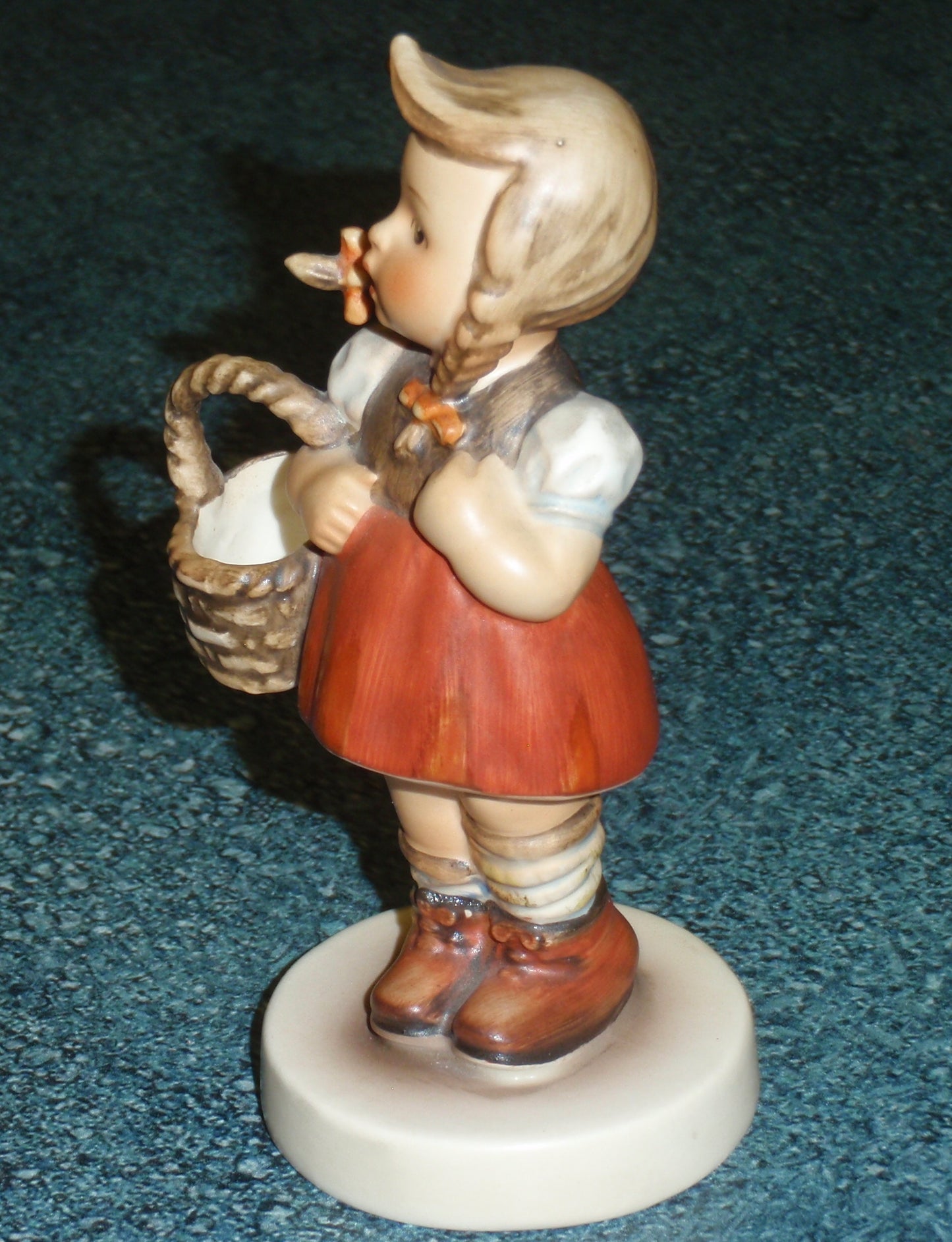 Goebel Hummel Figurine "LITTLE SHOPPER" #96 - Little Girl In Red Dress With Shopping Basket!