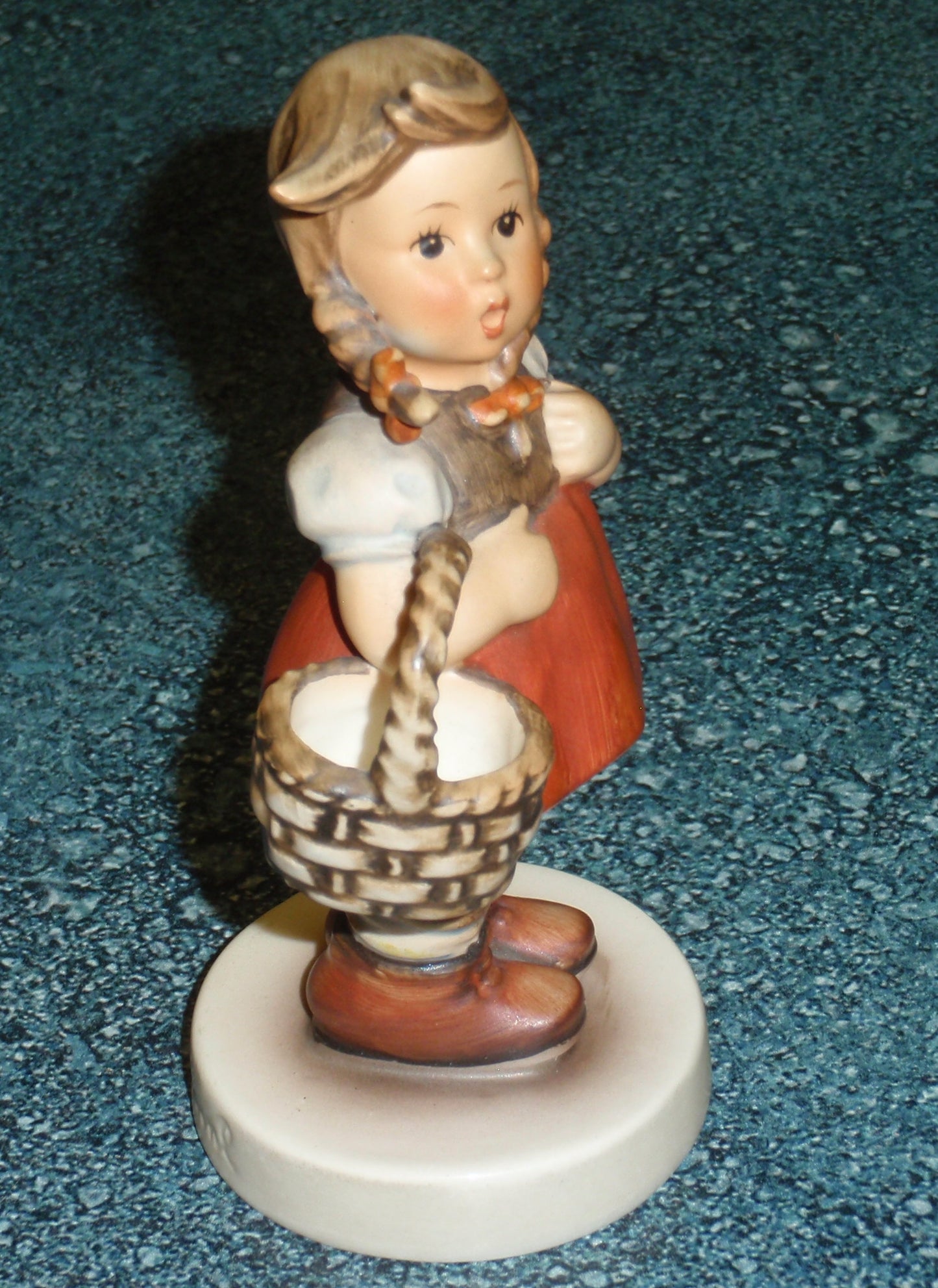 Goebel Hummel Figurine "LITTLE SHOPPER" #96 - Little Girl In Red Dress With Shopping Basket!