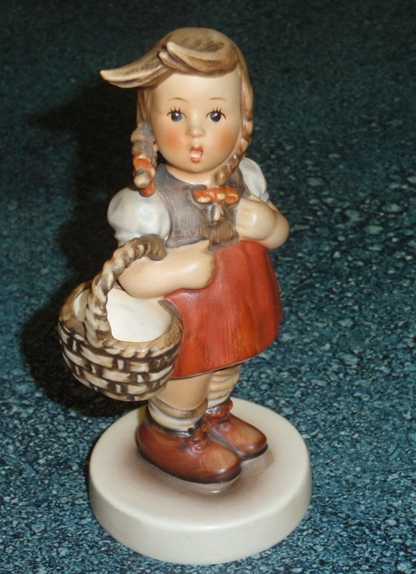 Goebel Hummel Figurine "LITTLE SHOPPER" #96 - Little Girl In Red Dress With Shopping Basket!
