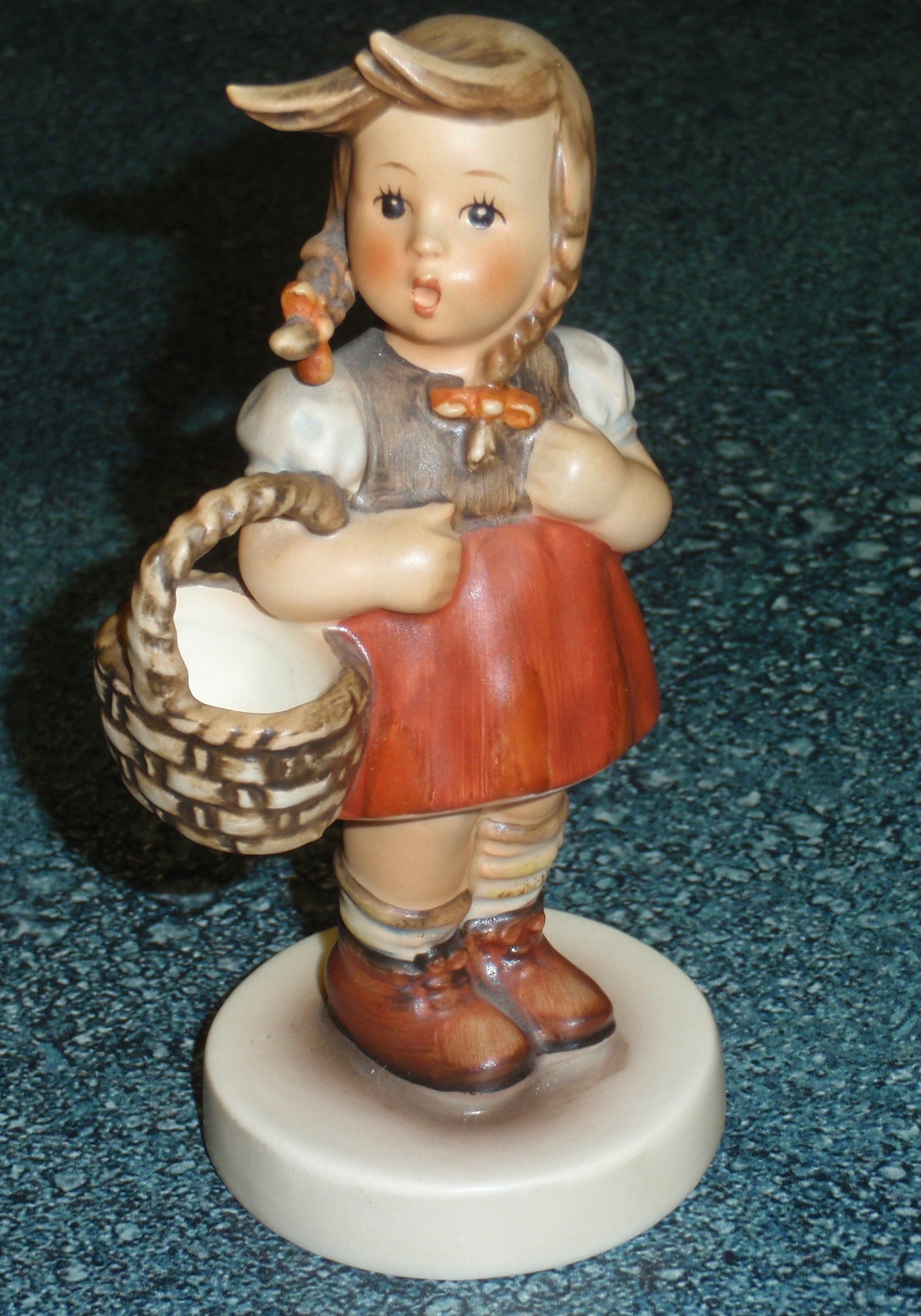 Goebel Hummel Figurine "LITTLE SHOPPER" #96 - Little Girl In Red Dress With Shopping Basket!