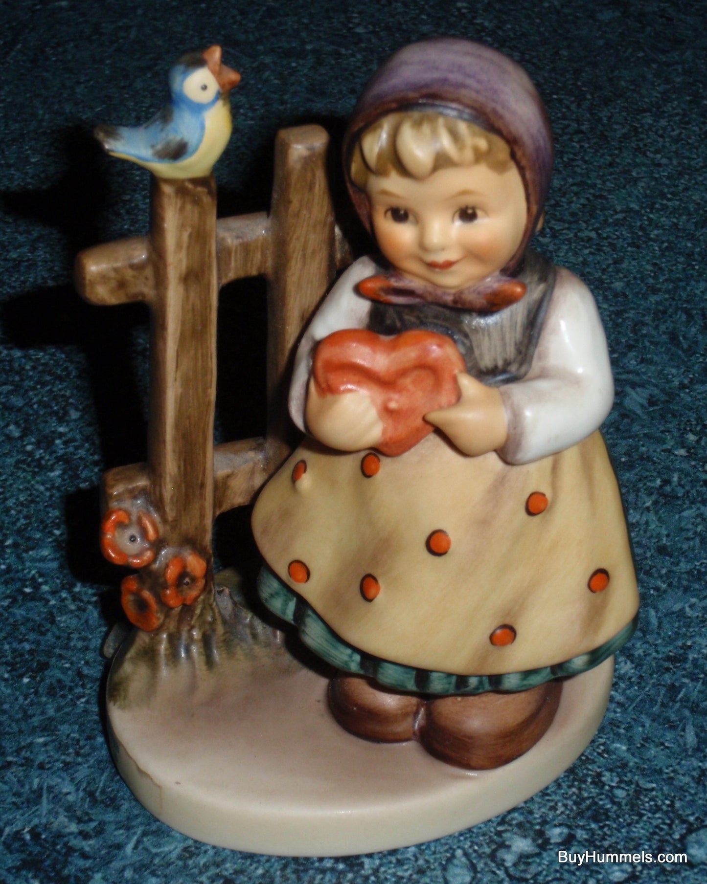 "Sweet Greetings" #352 Goebel Hummel Collectible Figurine - Little Girl With Heart!