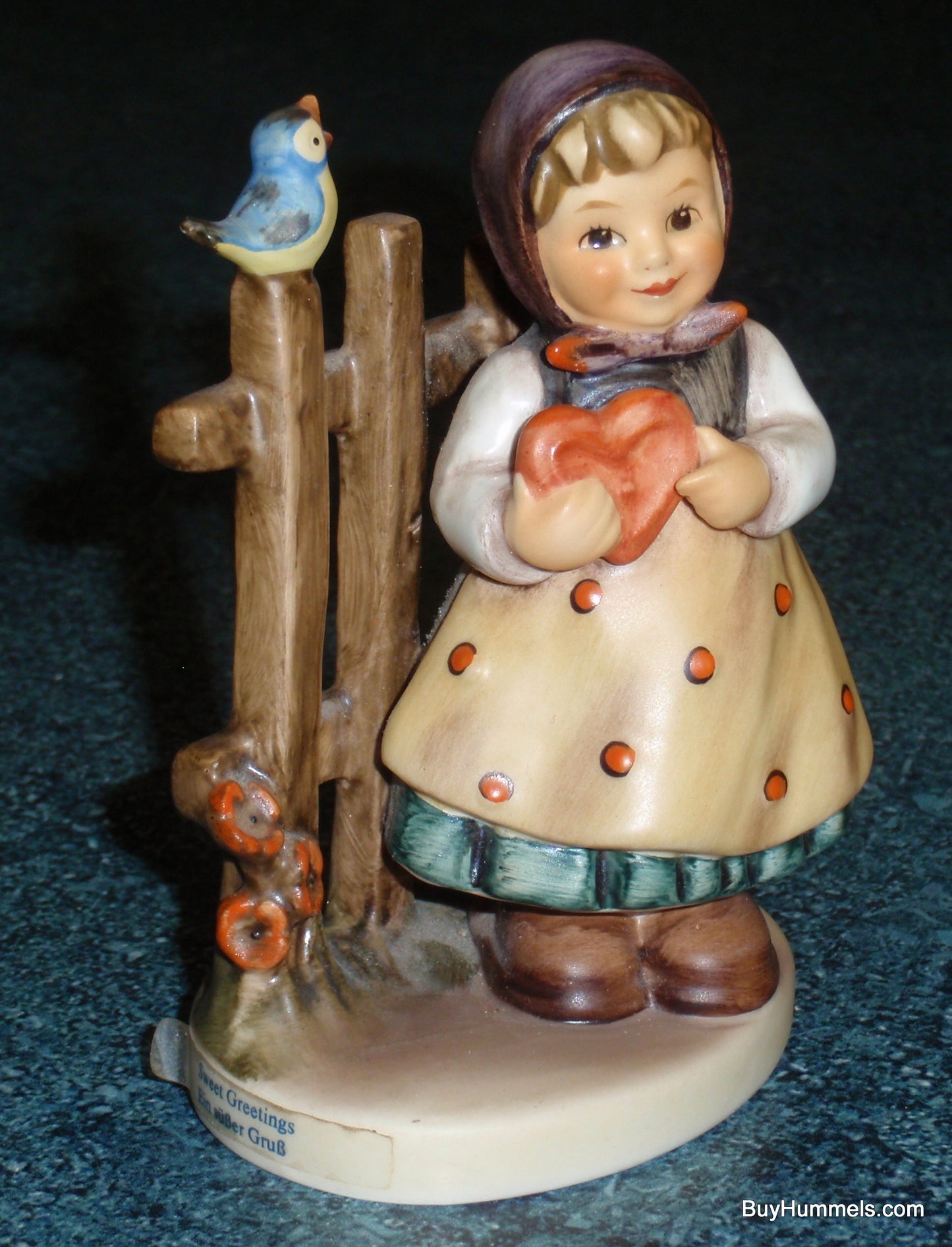 "Sweet Greetings" #352 Goebel Hummel Collectible Figurine - Little Girl With Heart!