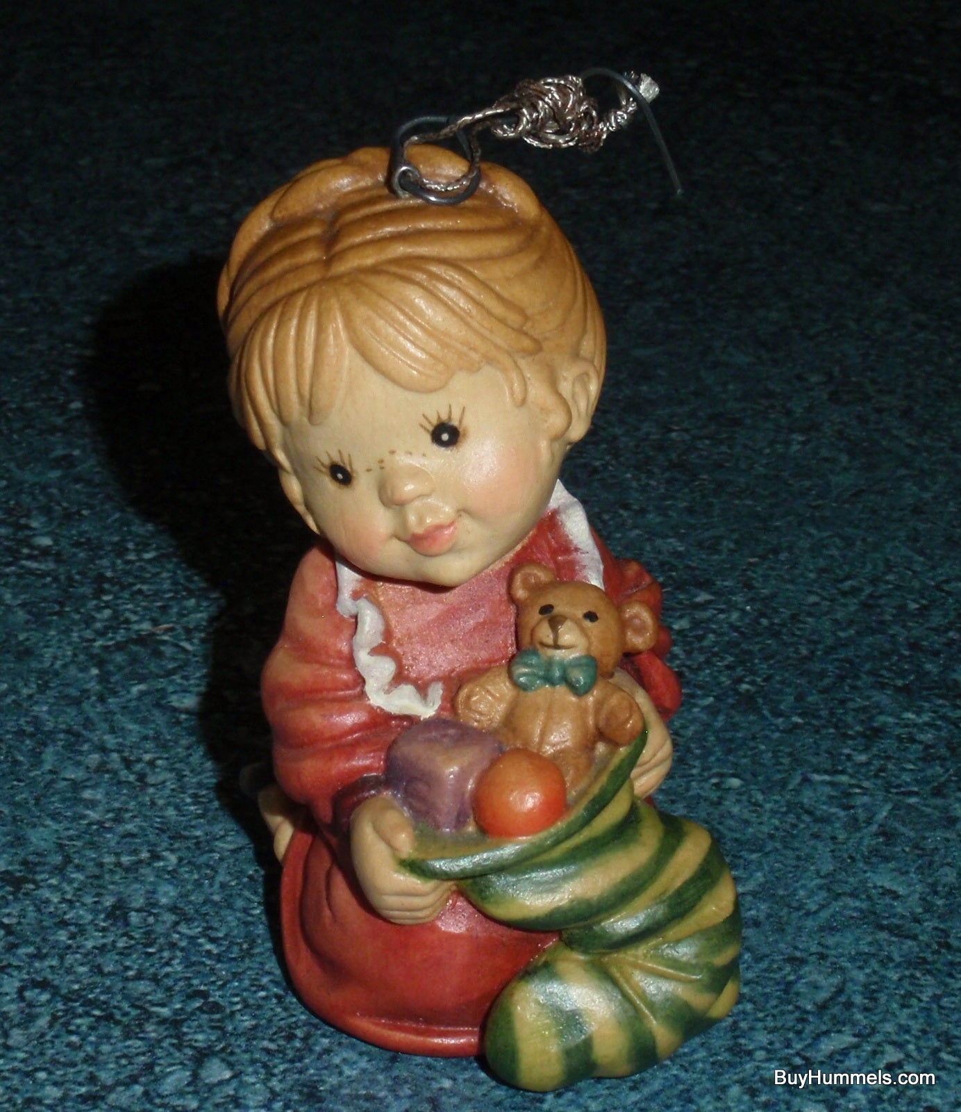 "Here's My Stocking" Anri Sarah Kay Wood Carved Christmas Ornament #57502 With Original Box Christmas Gift From The First Christmas Collection