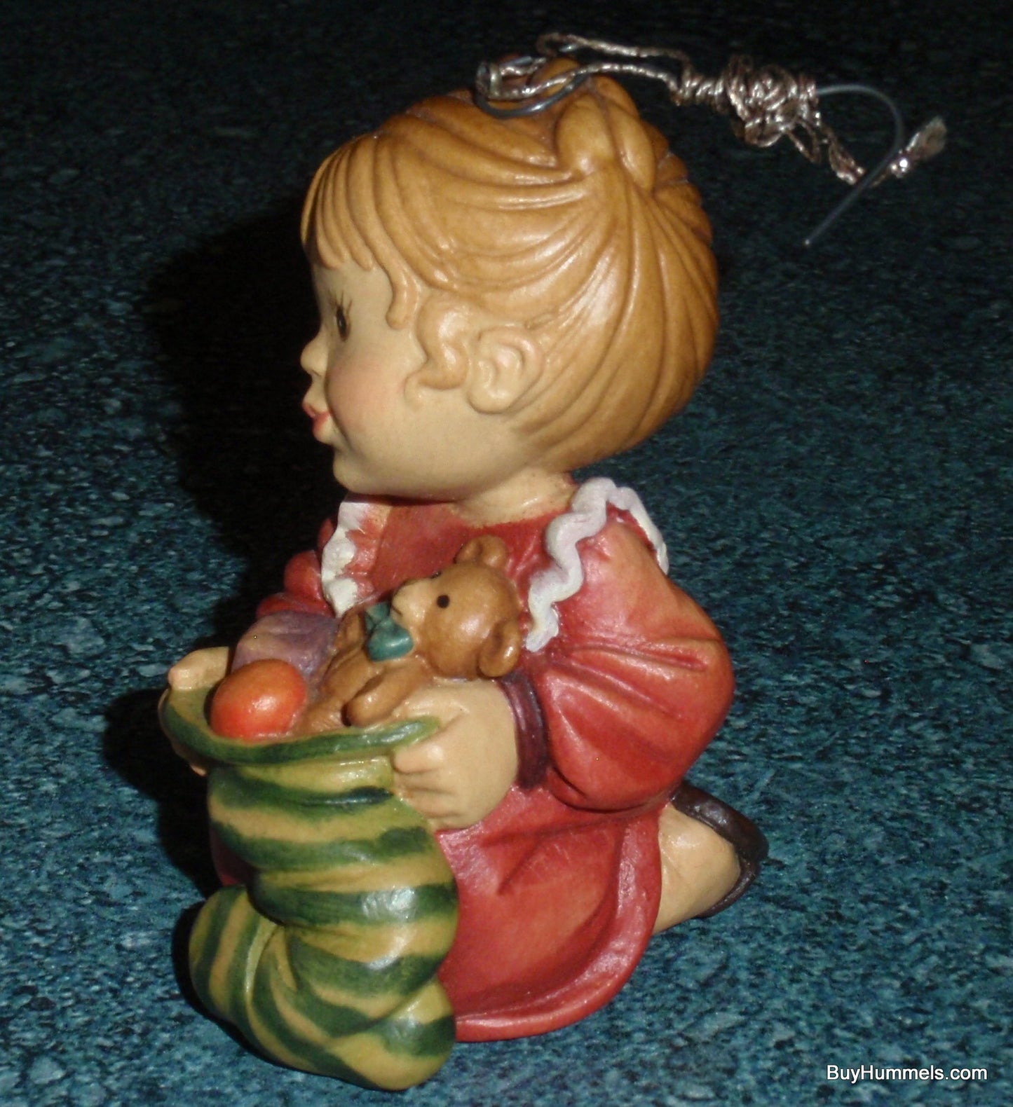 "Here's My Stocking" Anri Sarah Kay Wood Carved Christmas Ornament #57502 With Original Box Christmas Gift From The First Christmas Collection