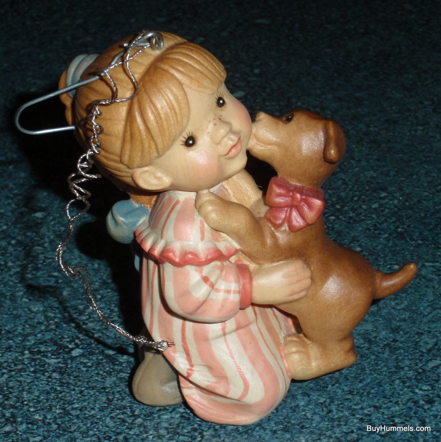 "Christmas Puppy" Anri Sarah Kay Wood Carved Christmas Ornament Figurine With Original Box!