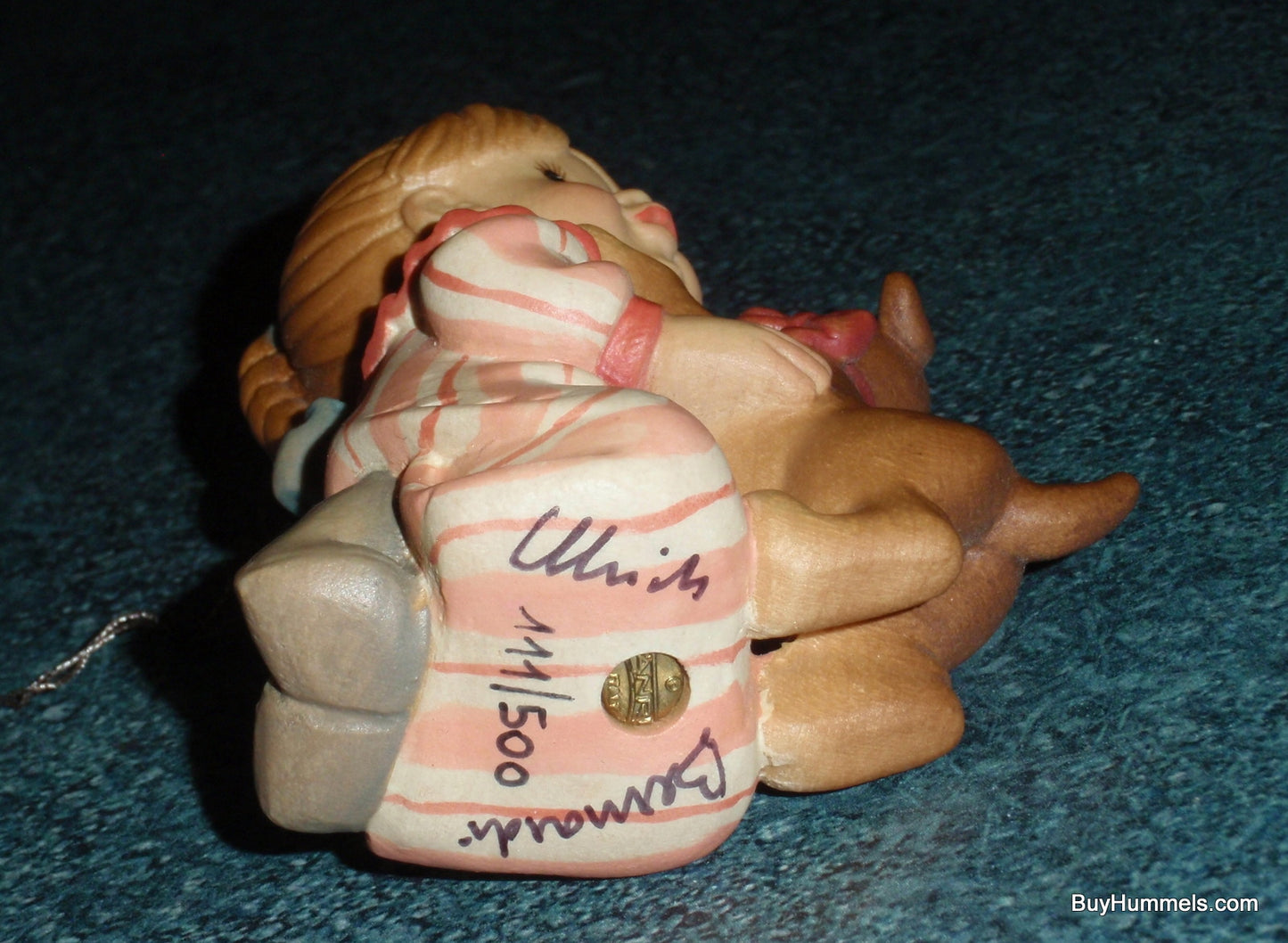 "Christmas Puppy" Anri Sarah Kay Wood Carved Christmas Ornament Figurine With Original Box!
