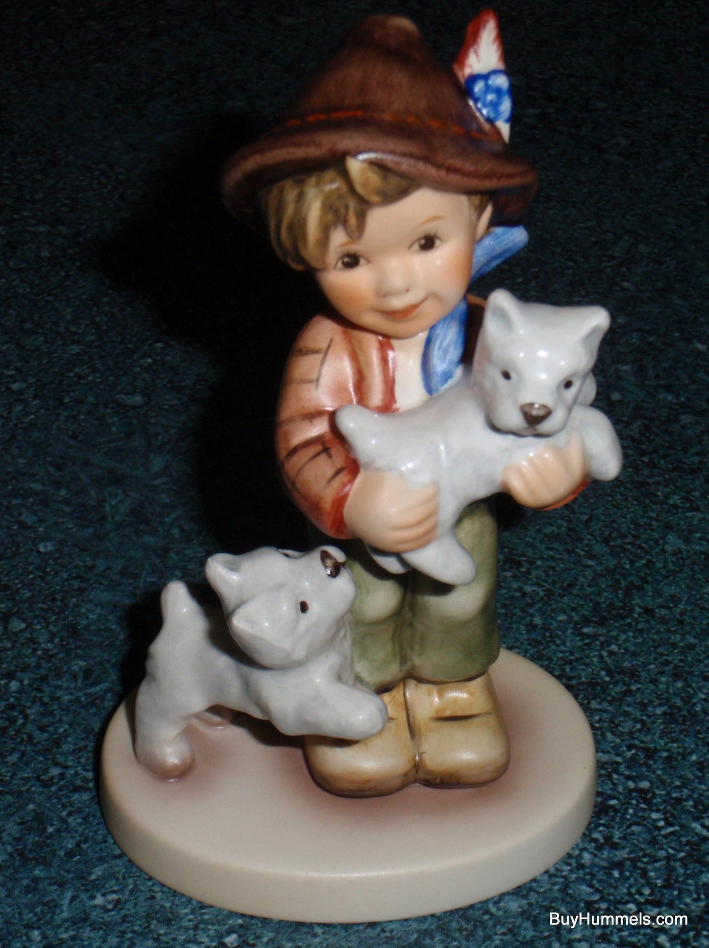 Goebel Hummel Figurine "Frisky Friends" #2008 Boy with Puppies