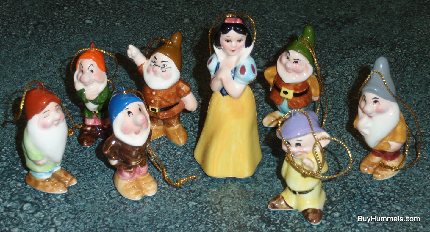 Snow White And The Seven Dwarfs Christmas Ornaments By Walt - Made In Japan - Rare Vintage Christmas Disneyana Gift!