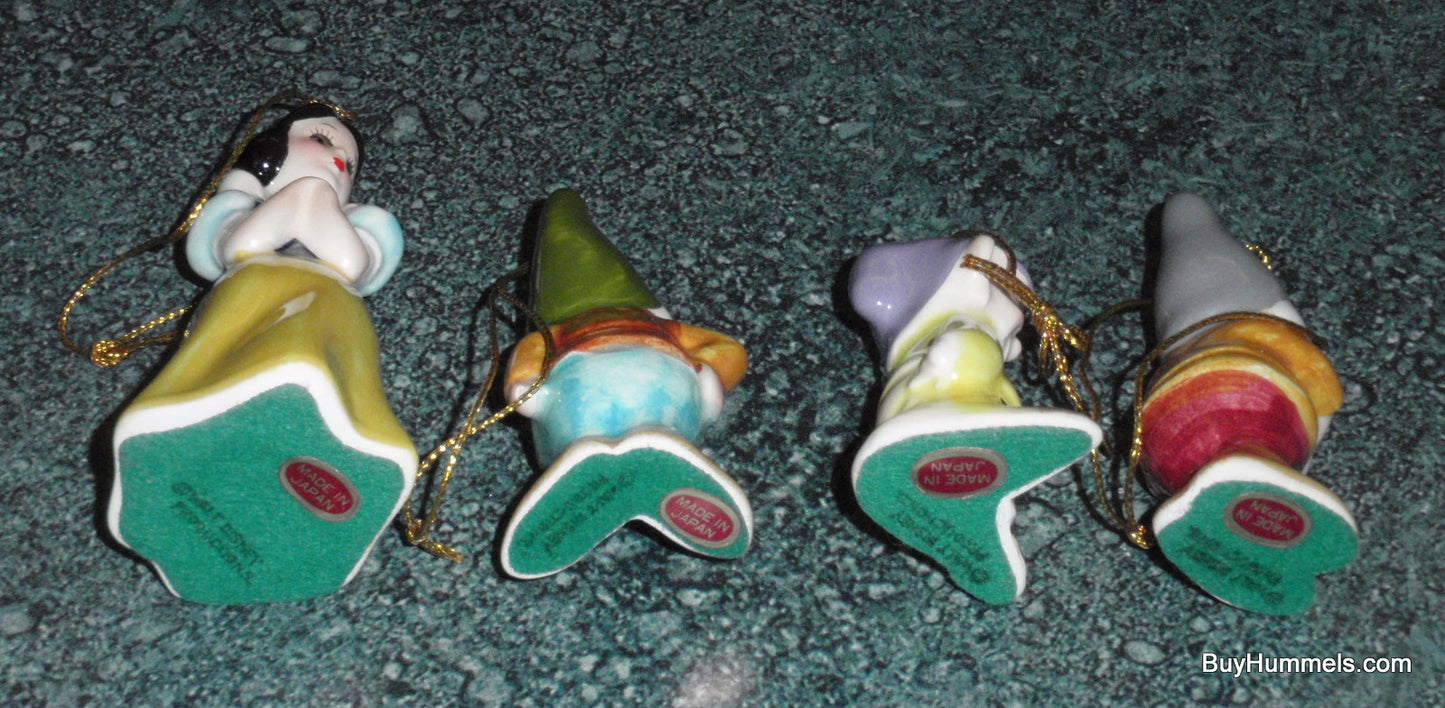 Snow White And The Seven Dwarfs Christmas Ornaments By Walt - Made In Japan - Rare Vintage Christmas Disneyana Gift!