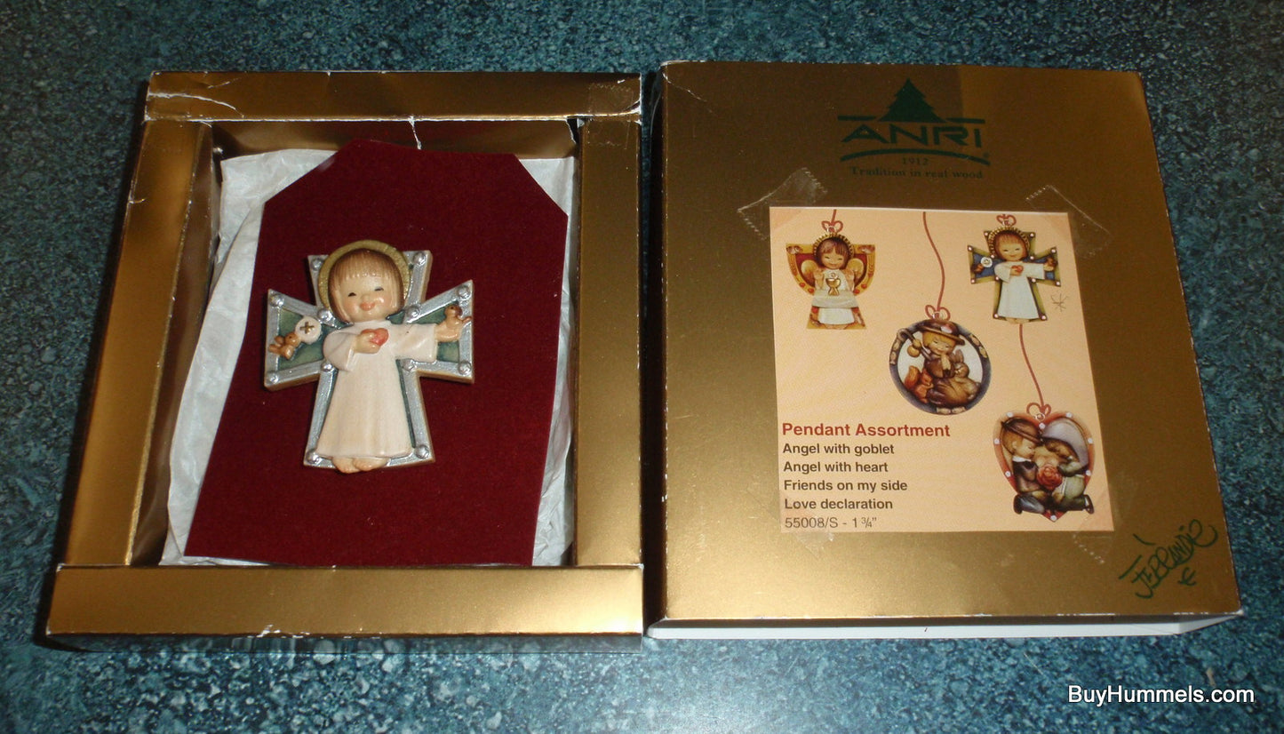 Angel With Heart ANRI Ferrandiz Wood Carved Cross Pendant #55008 - CHRISTMAS GIFT!