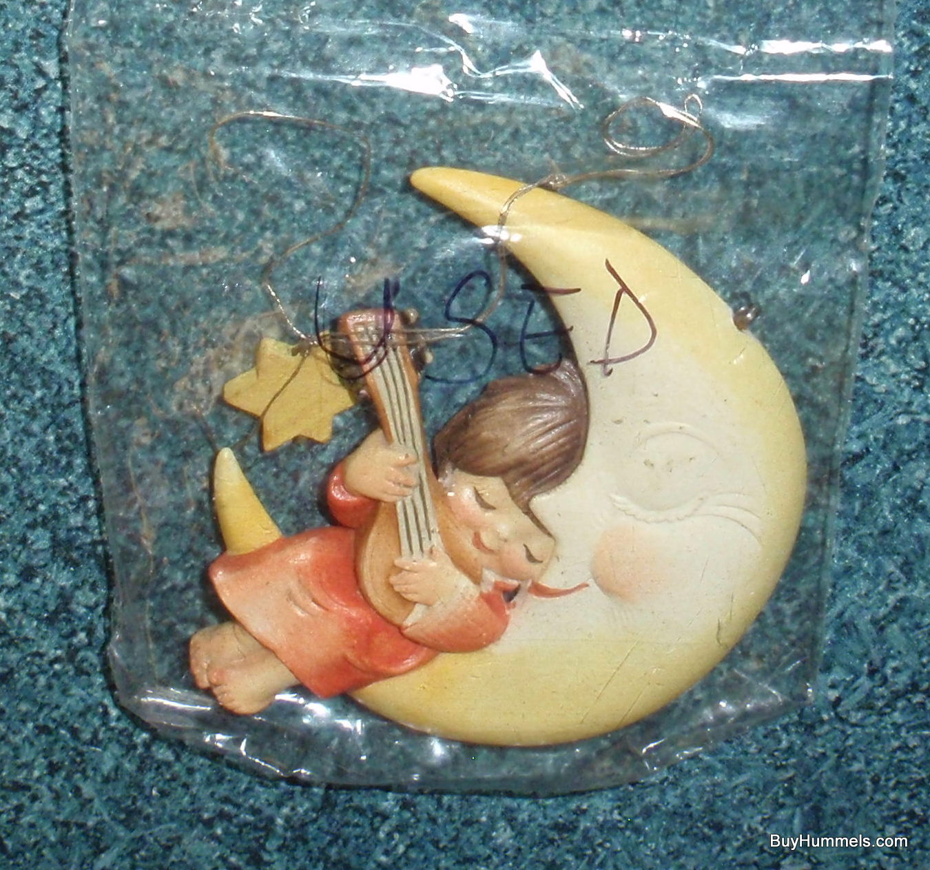 Anri Ferrandiz "Little Dipper" Collectible Christmas Ornament #624-373 Italy Child Playing Lute On The Moon - ADORABLE Christmas GIFT!