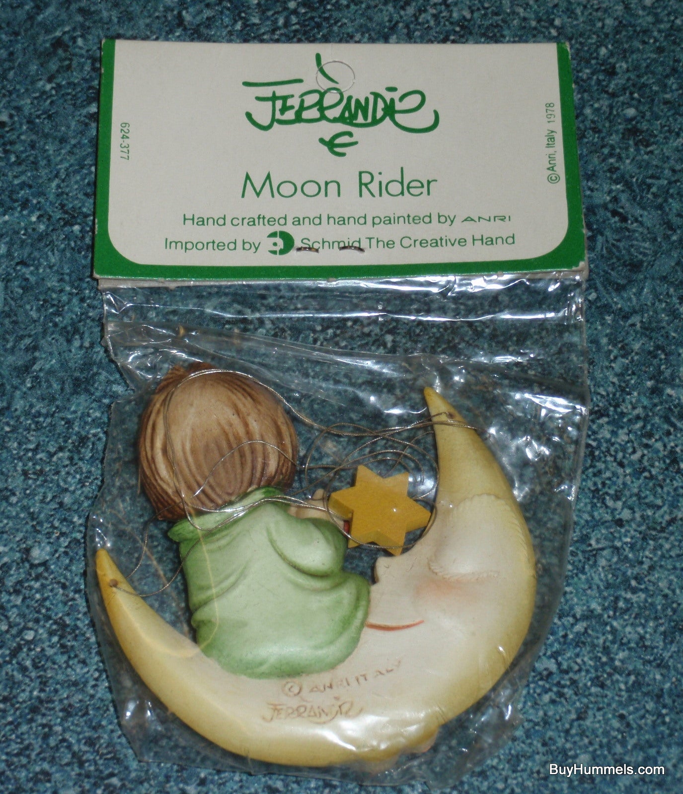 Anri Ferrandiz "Moon Rider" Christmas Ornament - Child On Moon Playing Flute!