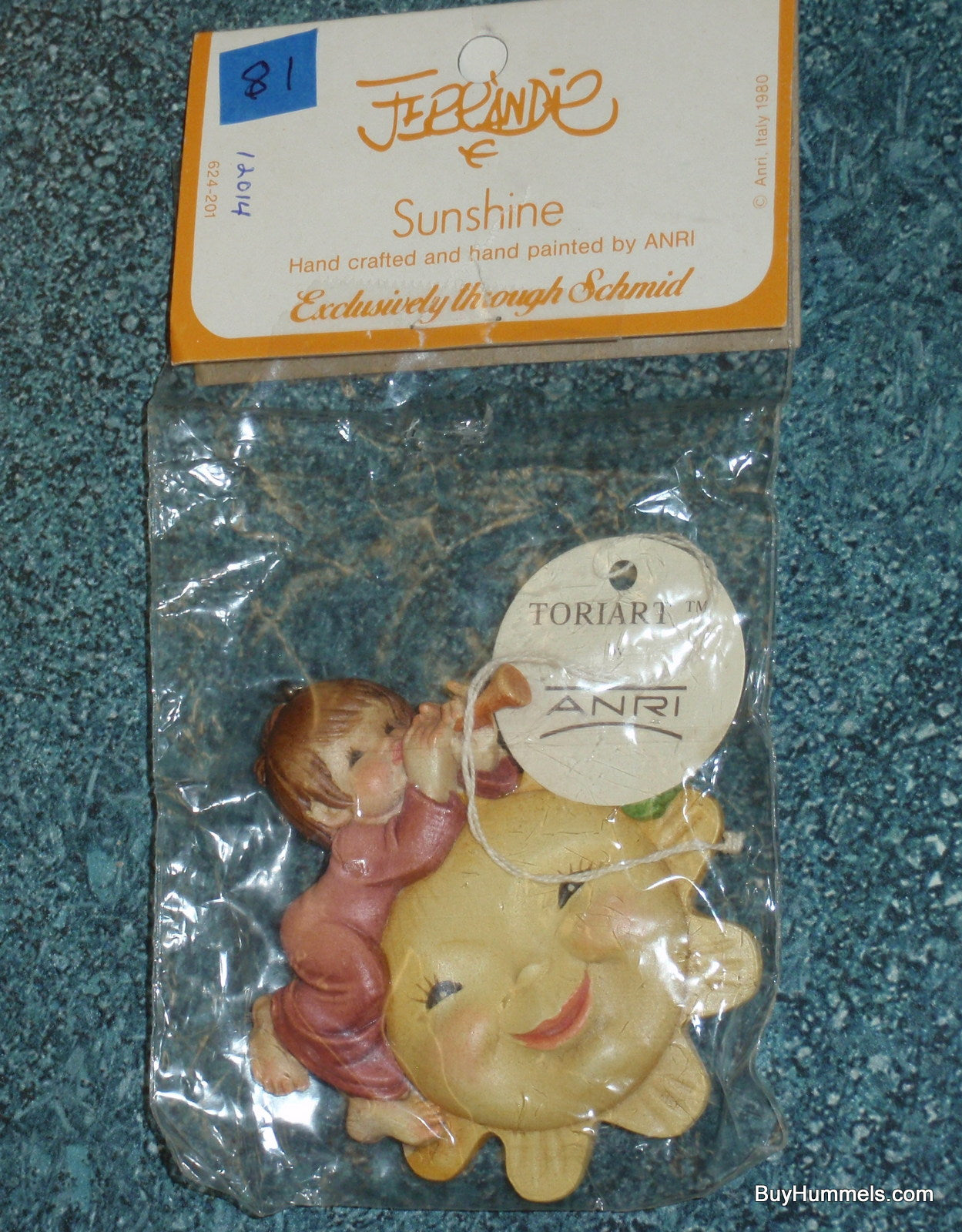 Anri Ferrandiz Christmas Ornament "Sunshine" Angel Playing Flute #624-201