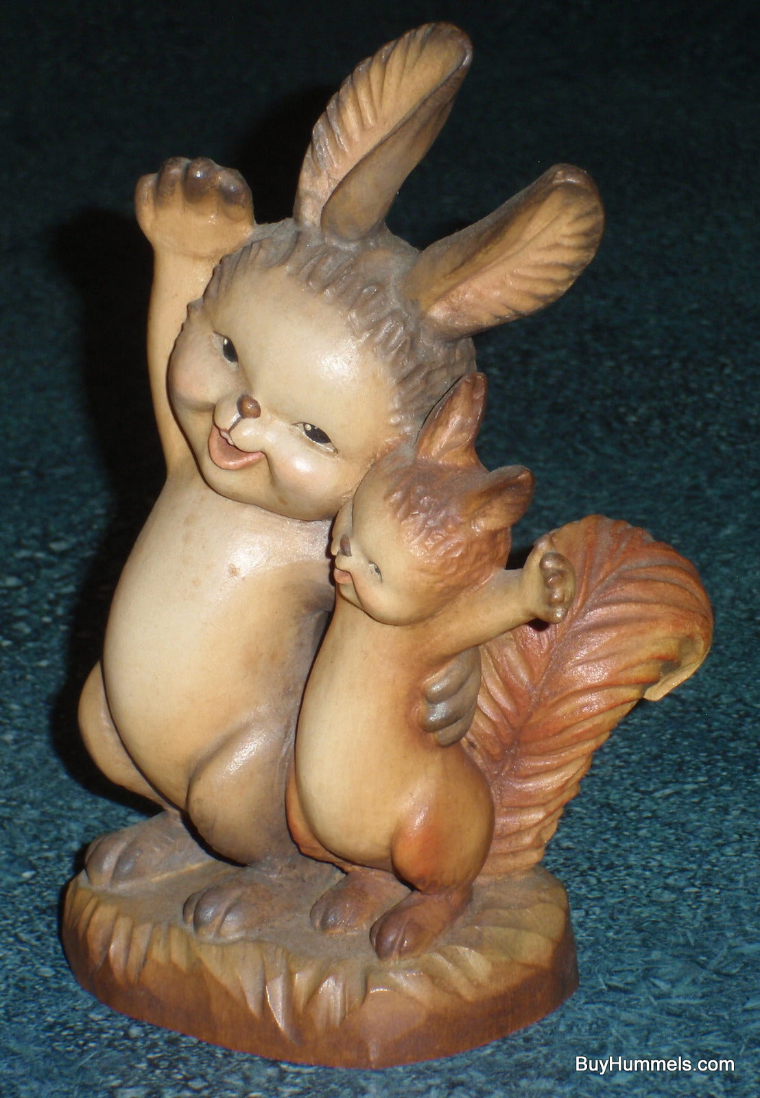 6" Anri Ferrandiz Carved Wood "Greetings" Rabbit & Squirrel Figurine - GIFT!