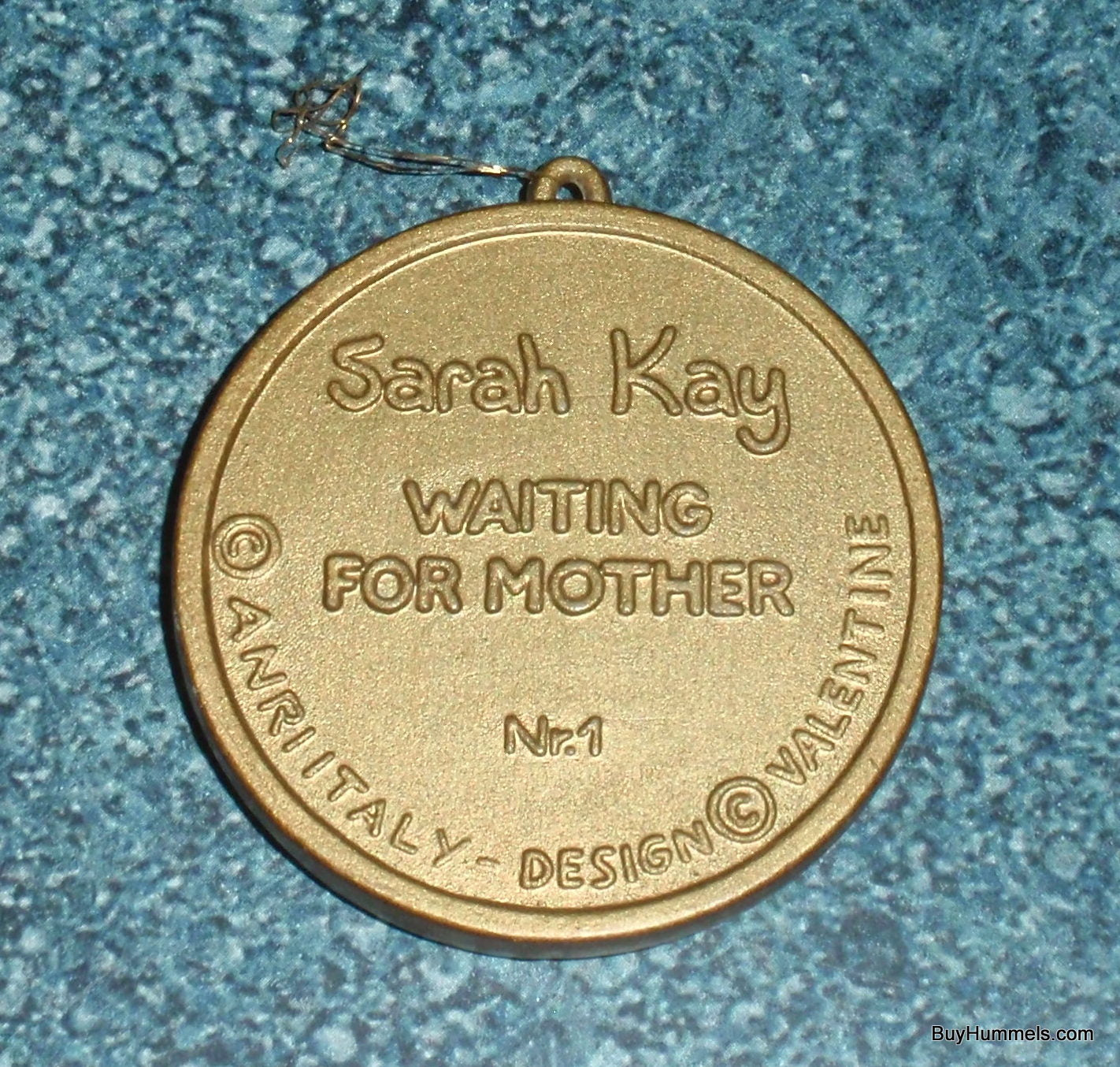 ANRI Sarah Kay "Waiting For Mother" - Little Girl With Kitten - Round Pendant Christmas Ornament / Gift!