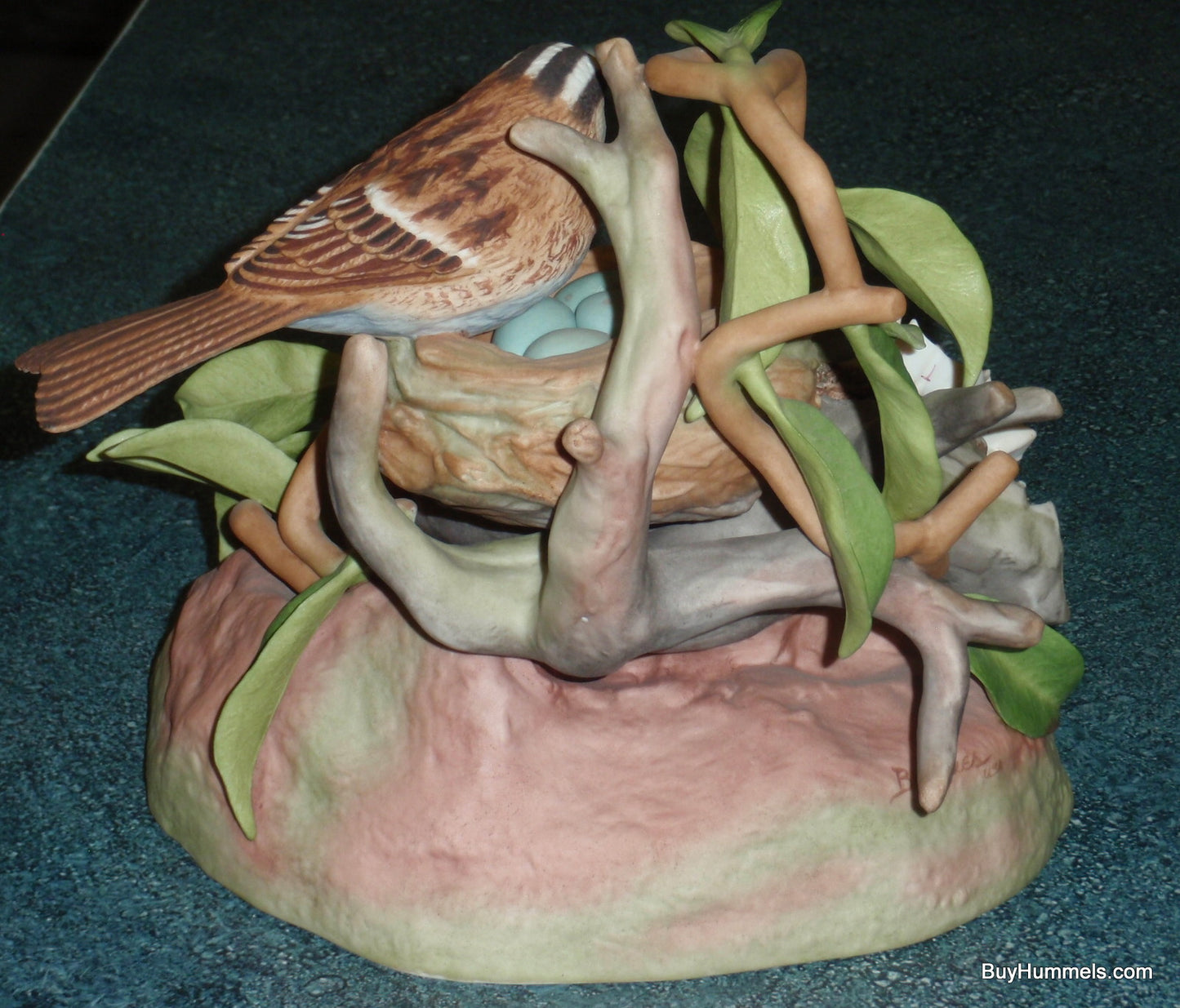 Burgues Porcelain Limited Edition White-Throated Sparrow With Mountain Laurel